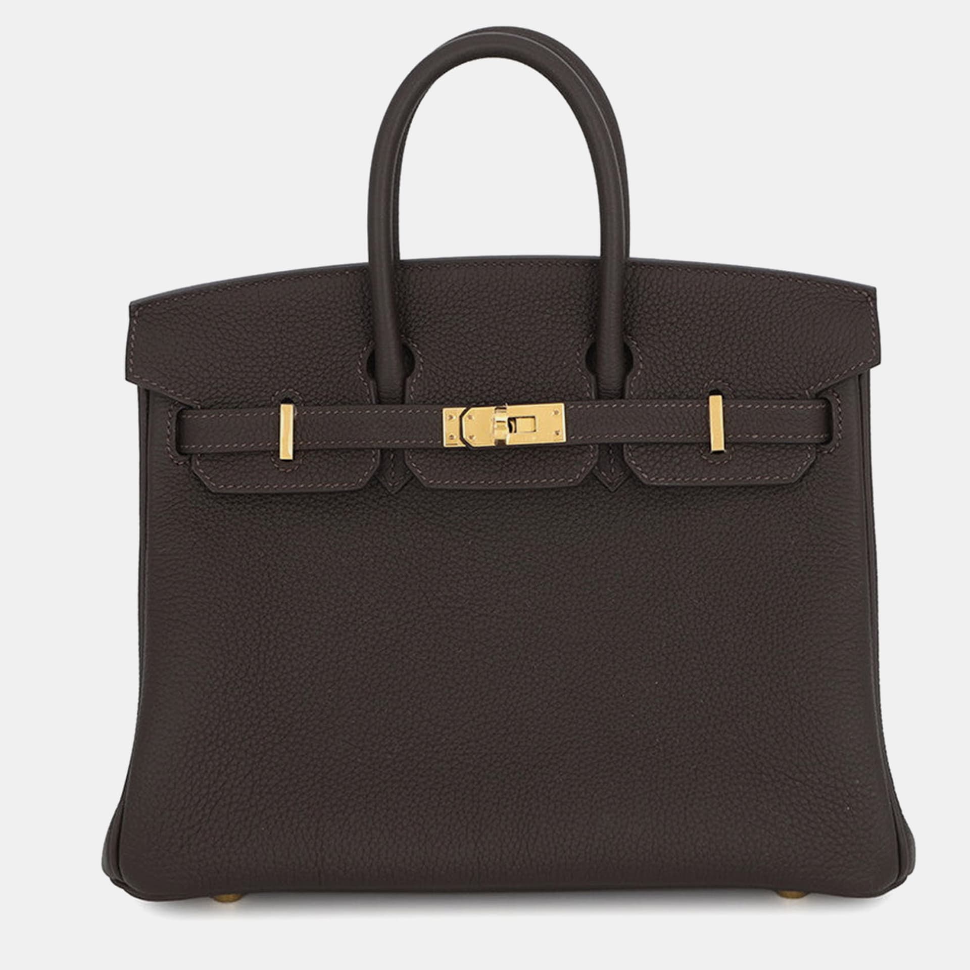 Hermes Birkin 25 Etoupe Togo Calfskin Leather Top Handle Bag