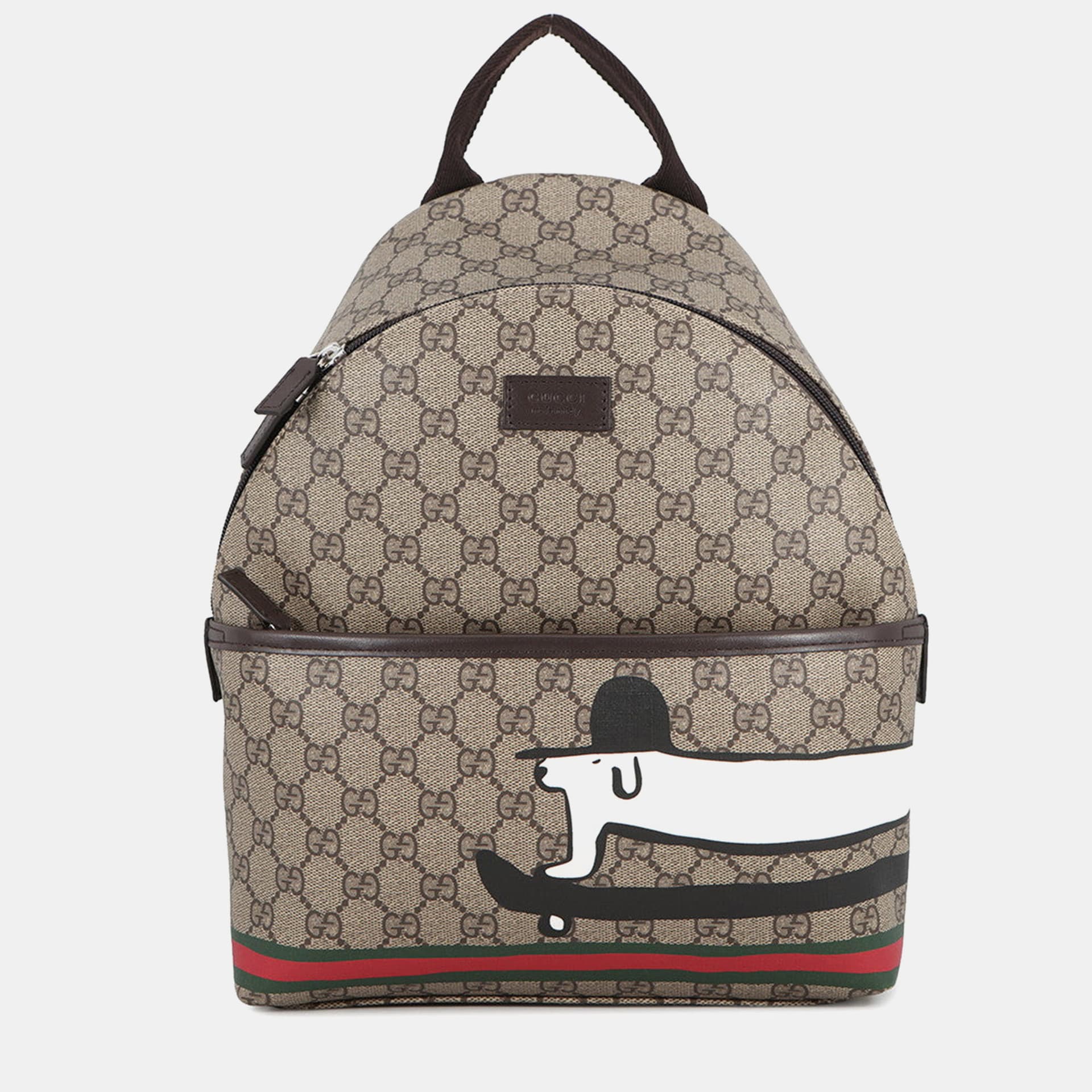 Gucci GG Supreme Small Beige GG Supreme Canvas Backpack Bag