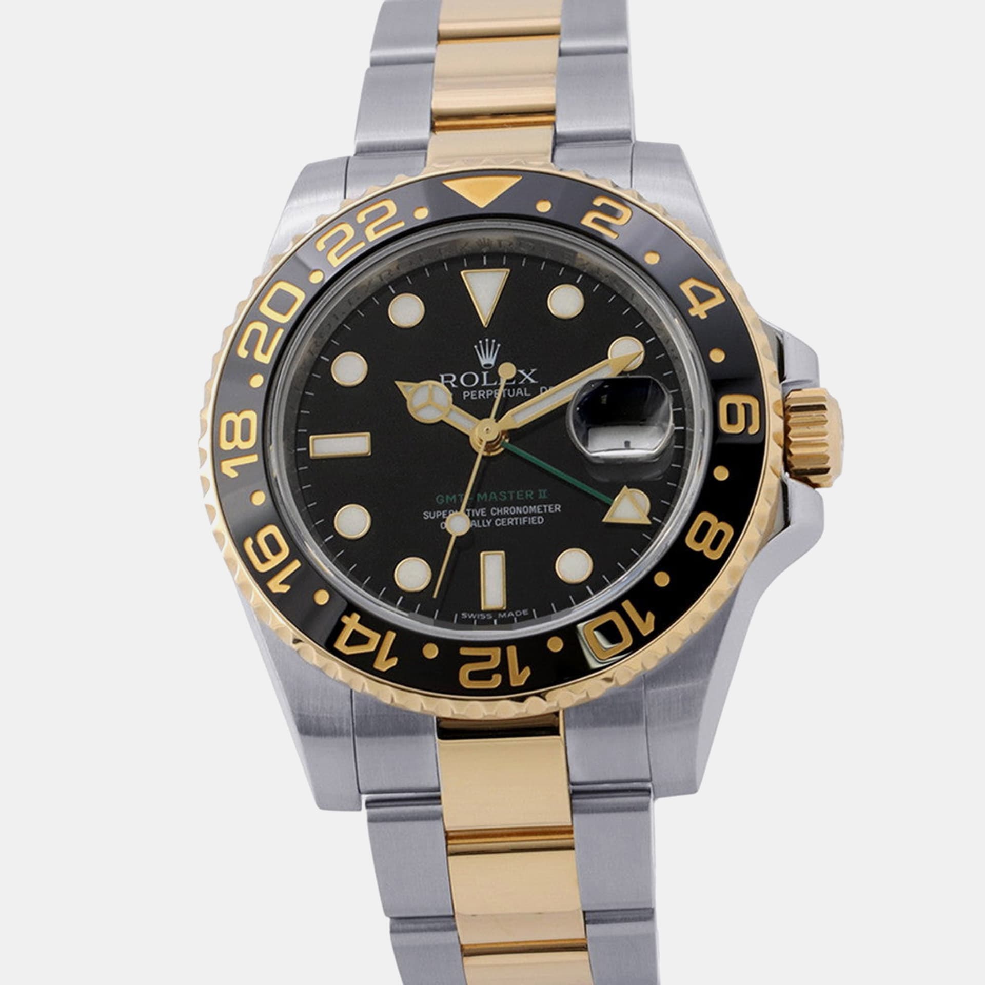 Rolex GMT Master 116713LN Black 18K Yellow Gold Stainless Steel Automatic Men's Wristwatch 40mm