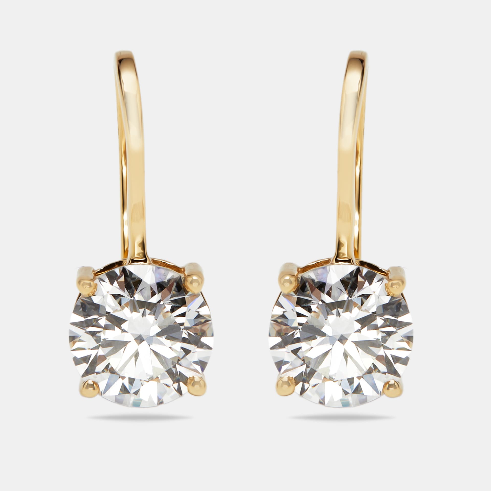 2 cts Round Lab Grown Diamond 18k Yellow Gold Earrings