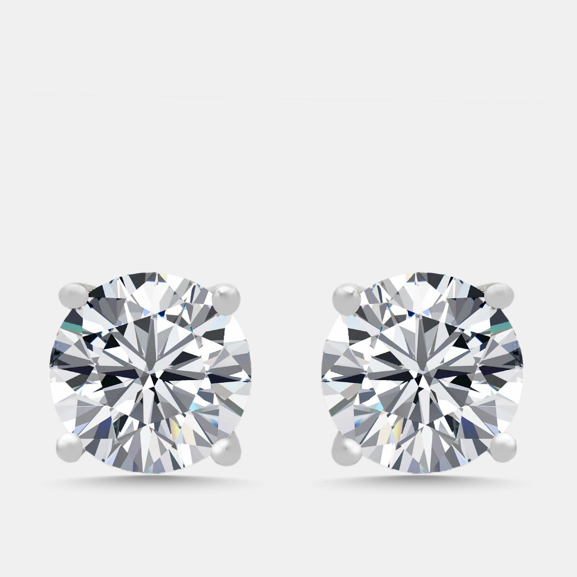 3 cts Round Lab Grown Diamonds 18k White Gold Earrings