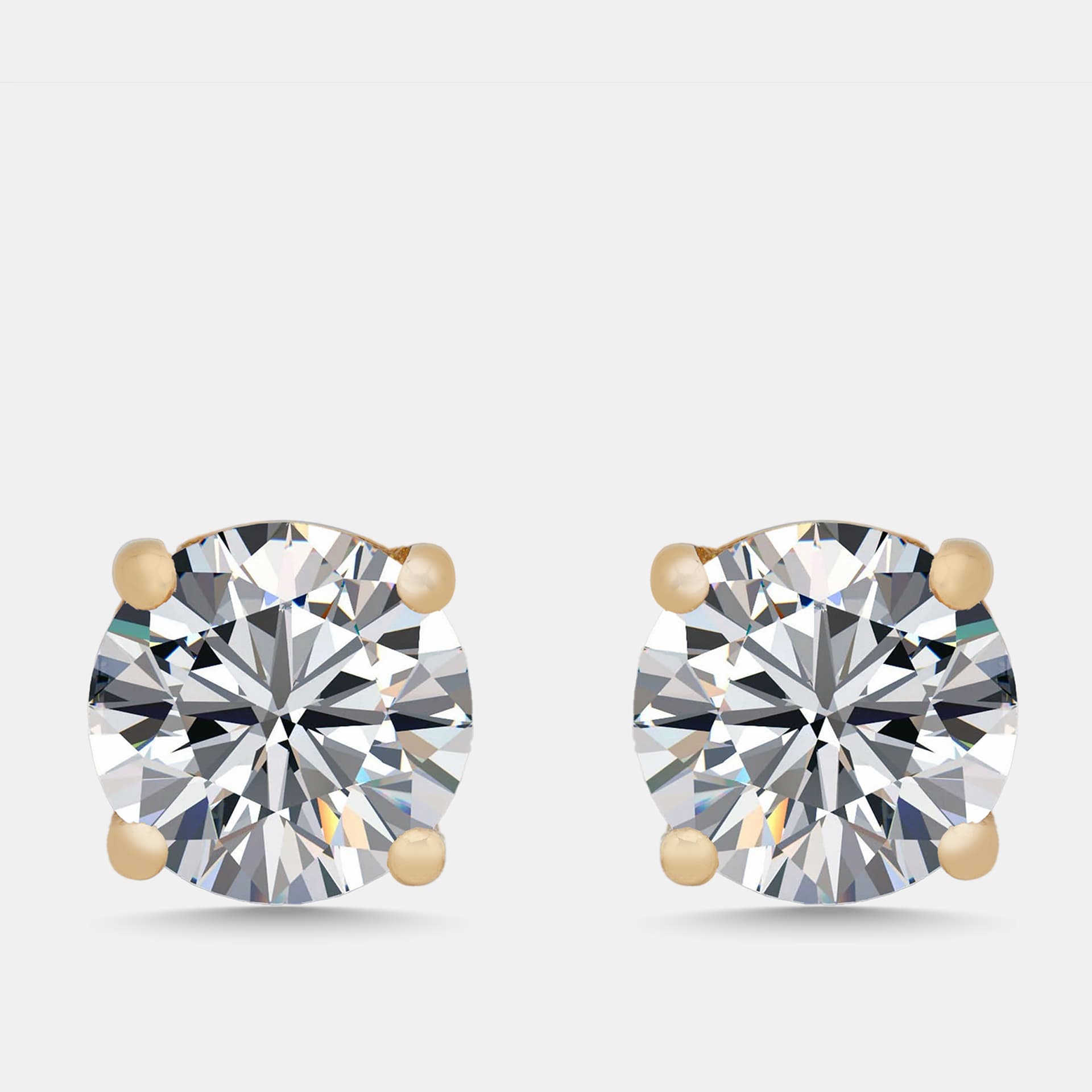 2 cts Round Lab Grown Diamonds 18k Yellow Gold Earrings