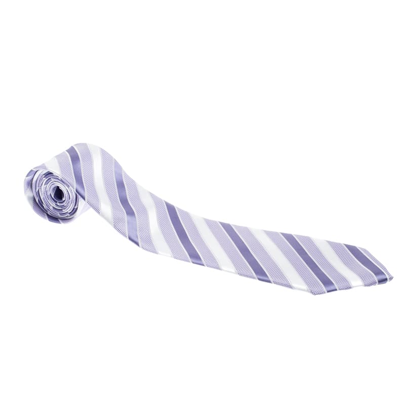 Giorgio Armani Vintage Lilac and White Diagonal Striped Silk Jacquard Tie