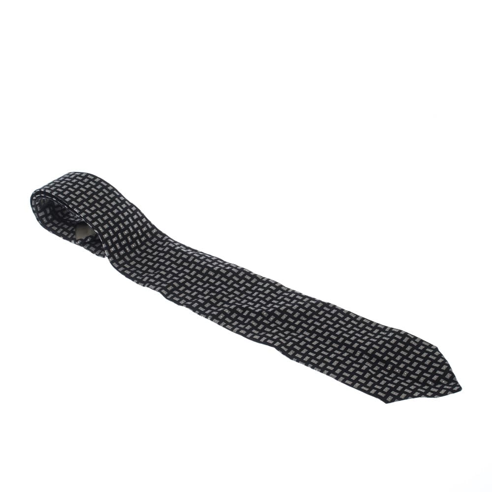 Giorgio Armani Cravatte Black Printed Silk Blend Traditional Tie