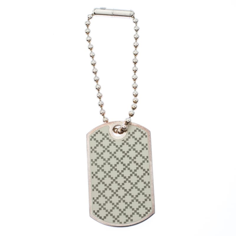 Gucci Enamel Silver Tag Pendant Charm