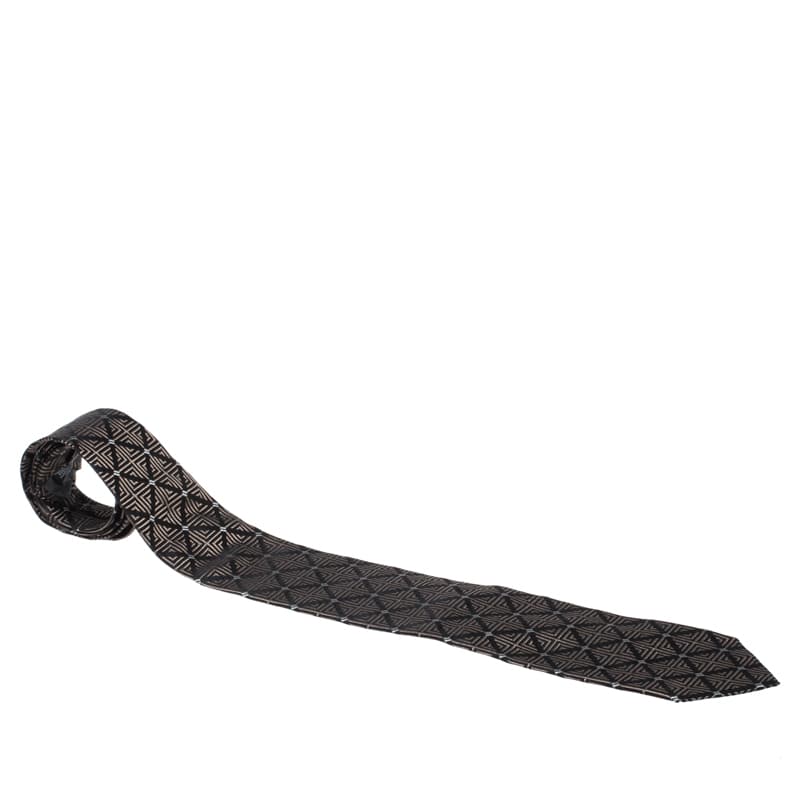 Gianfranco Ferre Vintage Brown Jacquard Silk Tie