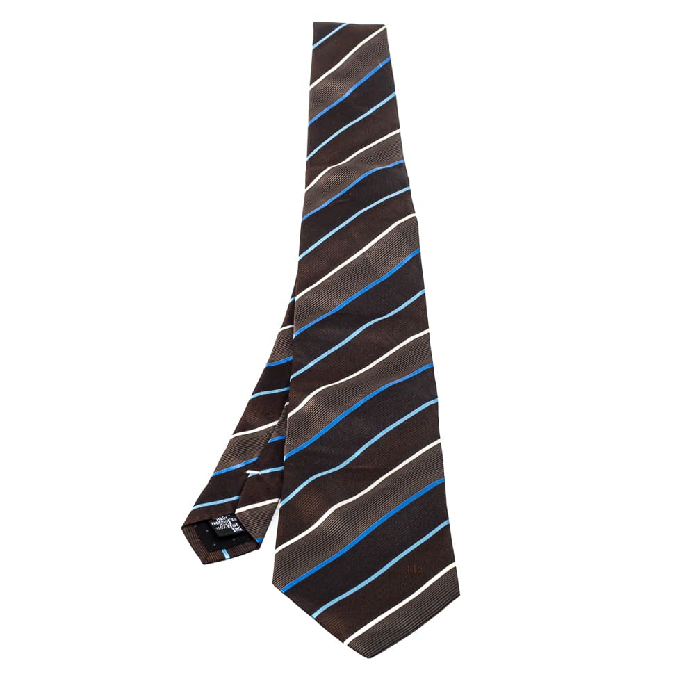 Givenchy Brown Diagonal Striped Silk Tie