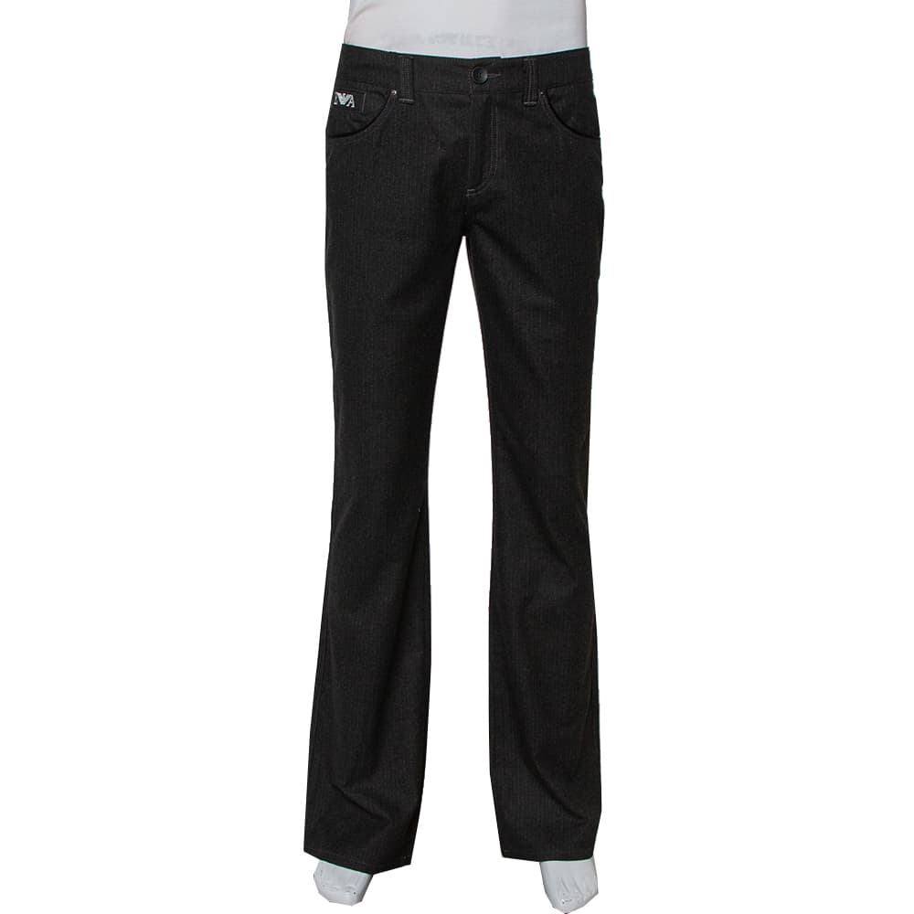 Emporio Armani Black Striped Straight Leg Trousers M