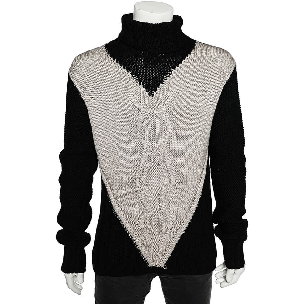 Emporio Armani Monochrome Cable Knit Turtleneck Sweater XXXL
