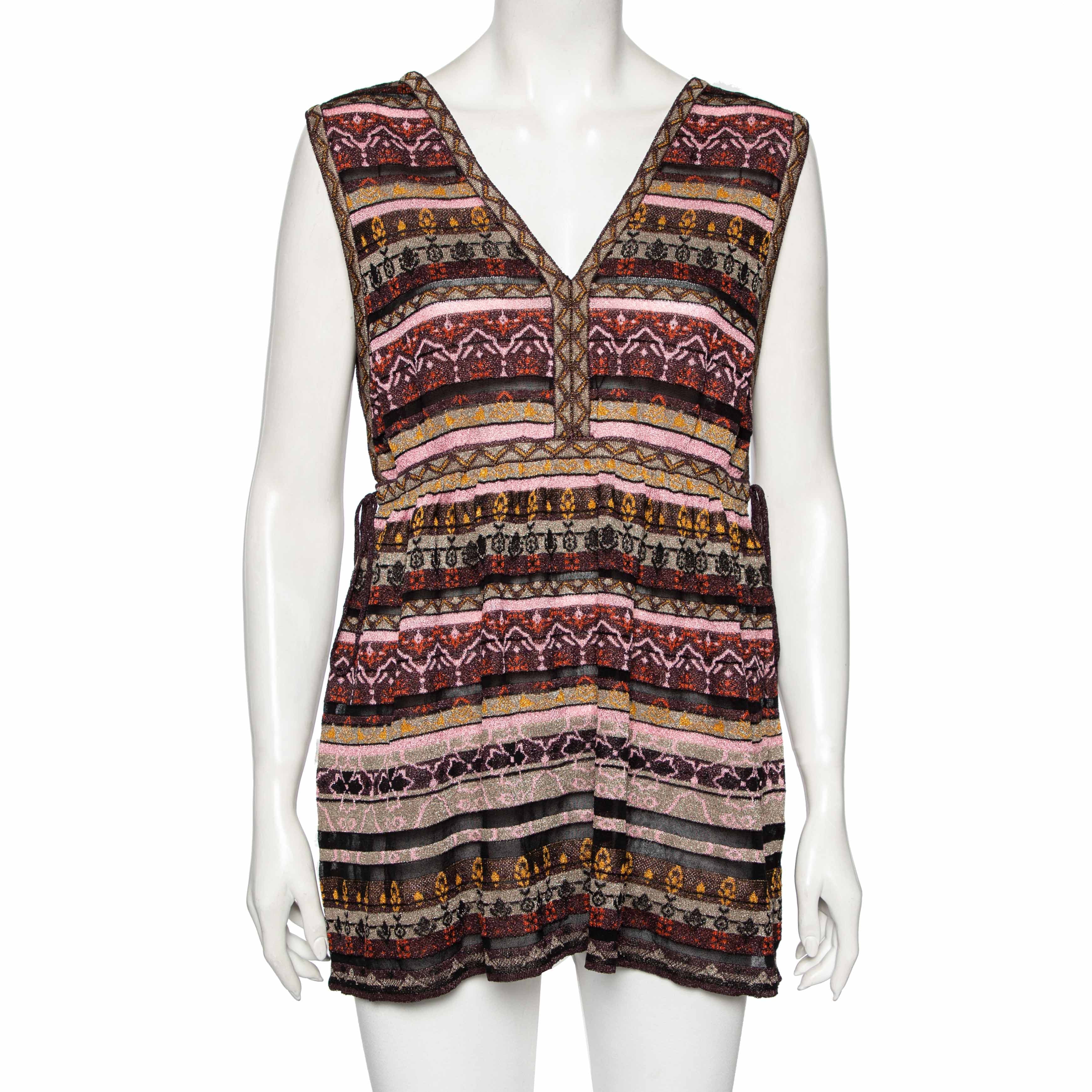 M Missoni Multicolored Lurex Knit Sleeveless Top L