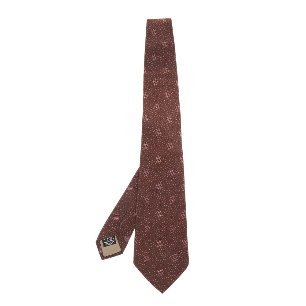 Giorgio Armani Brown Printed Silk Tie