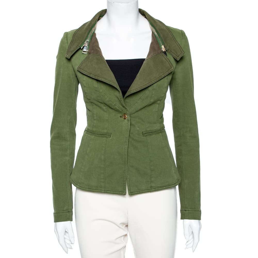 Givenchy Olive Green Cotton Detachable Collar Single Breasted Jacket M