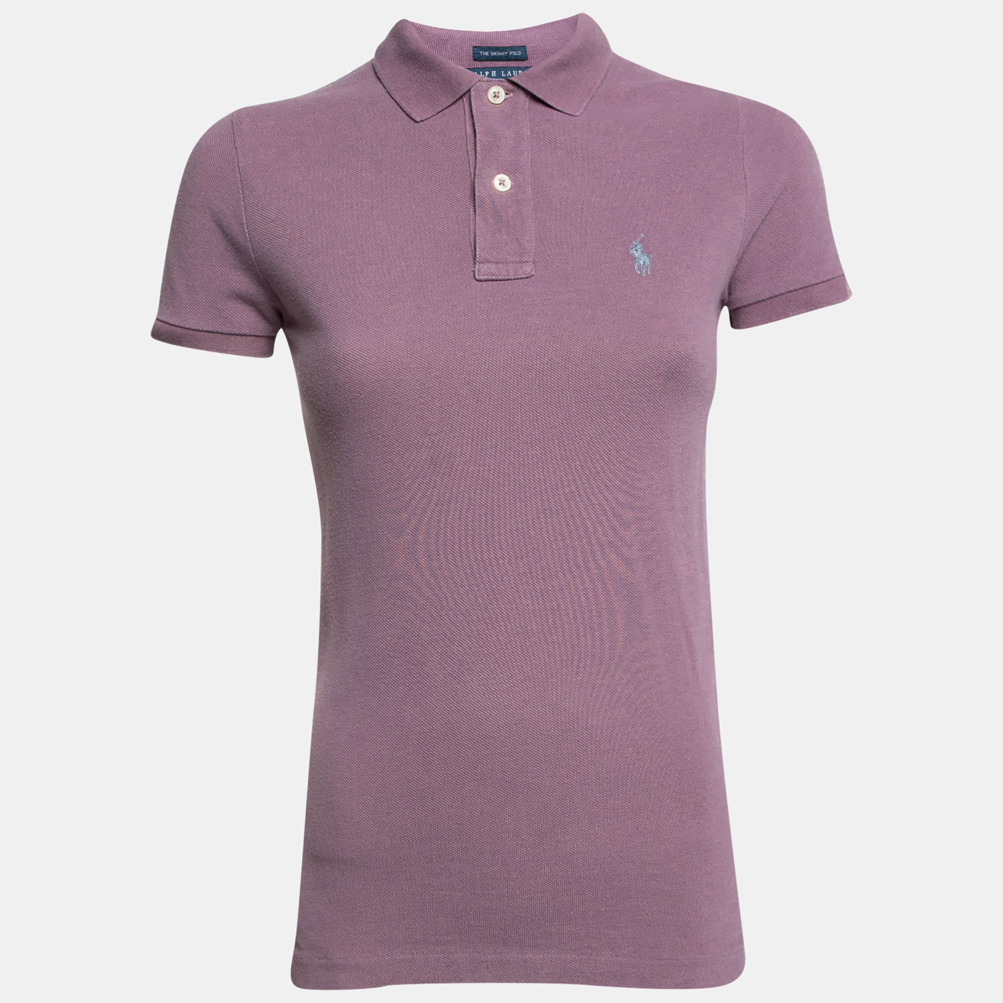 Ralph Lauren Lilac Cotton Pique Skinny Fit Polo T-Shirt S