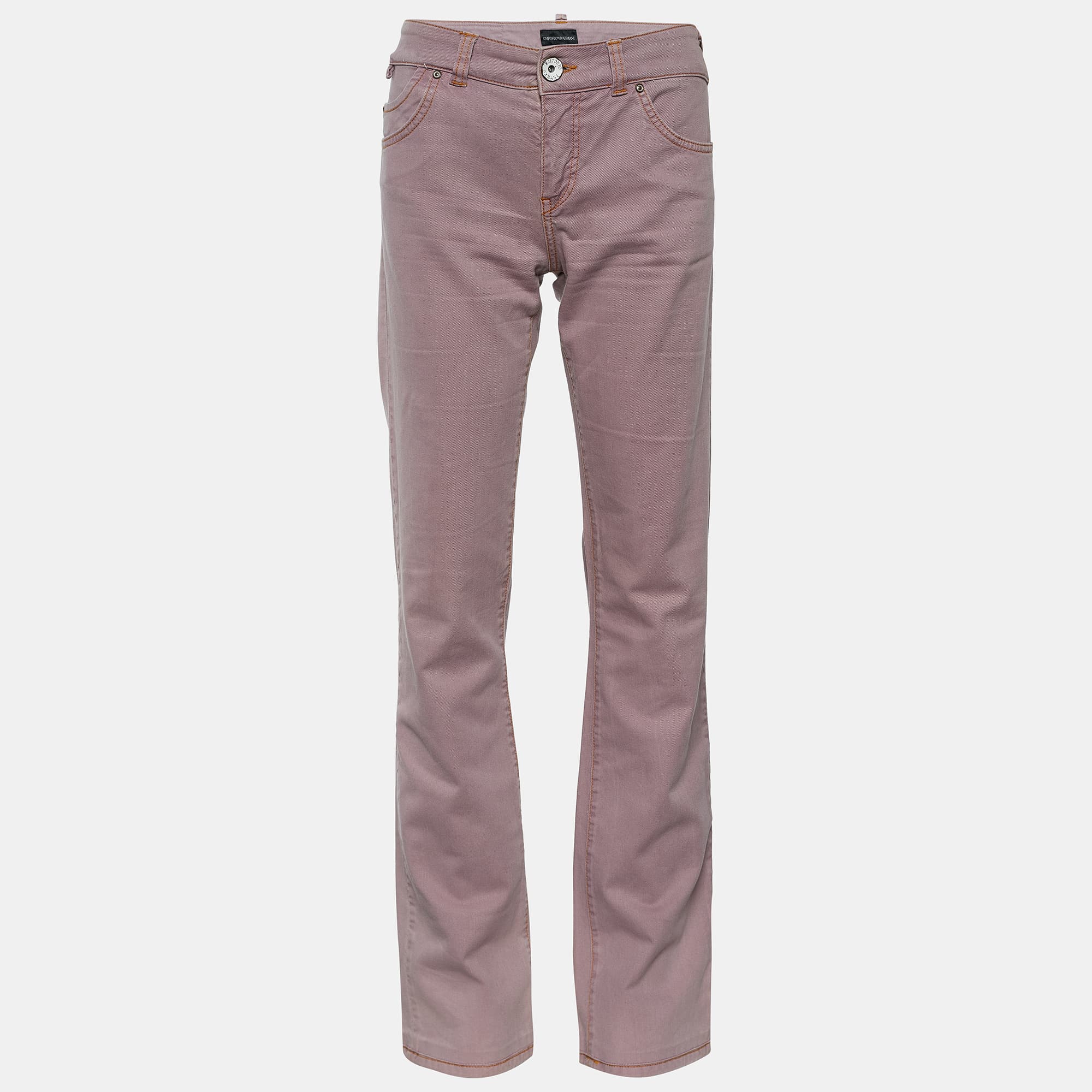 Emporio Armani Pale Pink Denim Straight Fit Jeans M