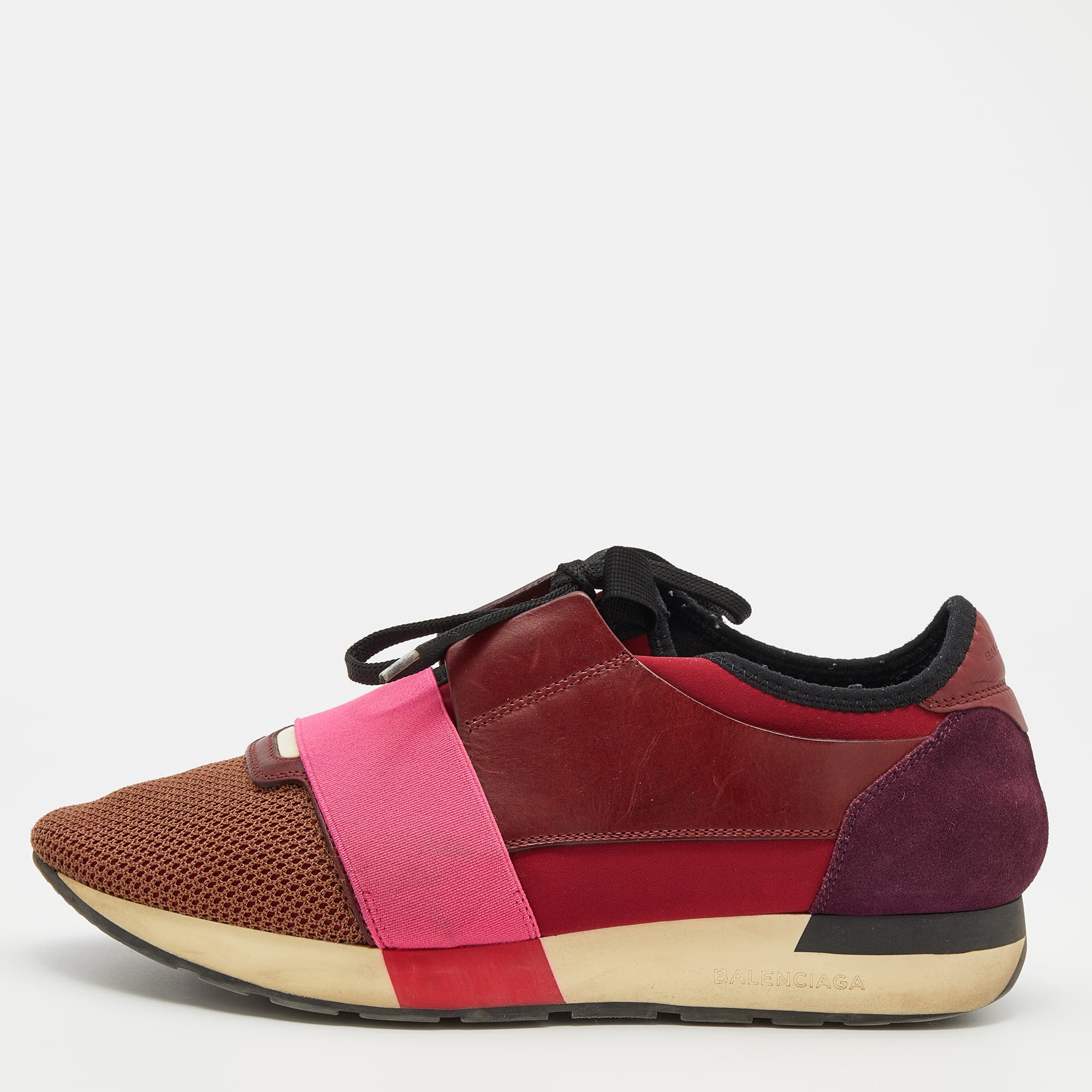 Balenciaga Race Runner Size 40 Multicolor Leather, Mesh and Stretch Band Low Top Sneakers