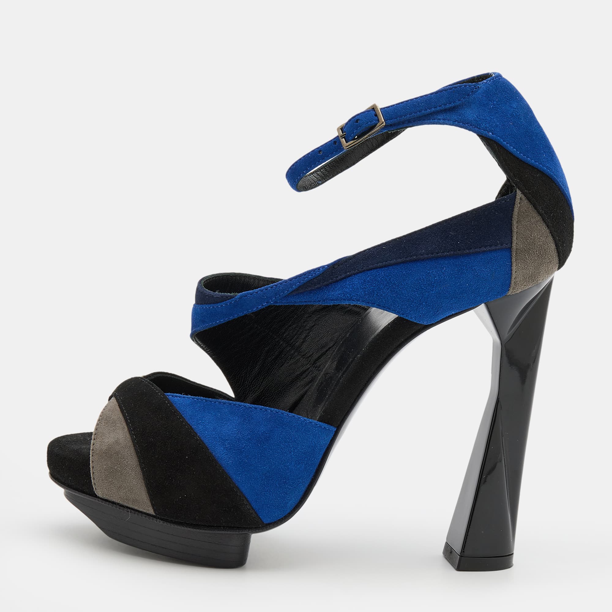 Pierre Hardy Multicolor Suede Ankle Strap Sandals Size 36