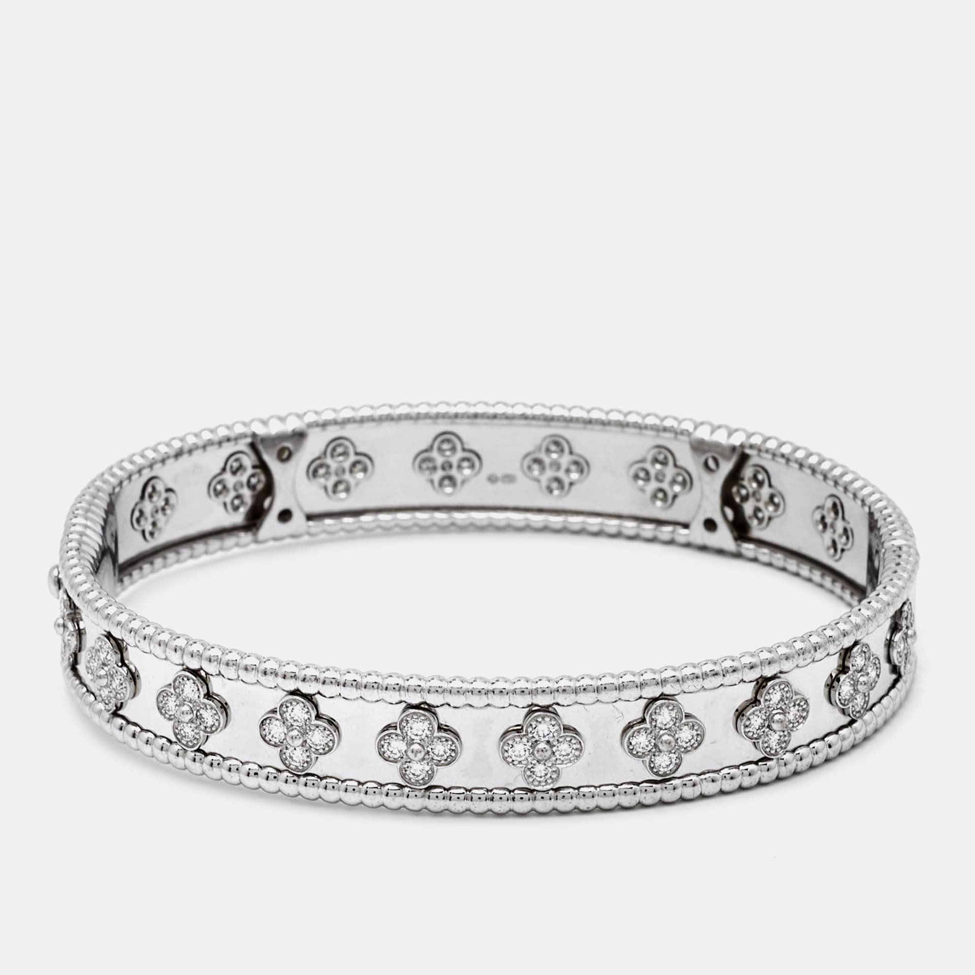 Van Cleef & Arpels Perl&eacute;e Clover Diamonds 18k White Gold Bracelet L