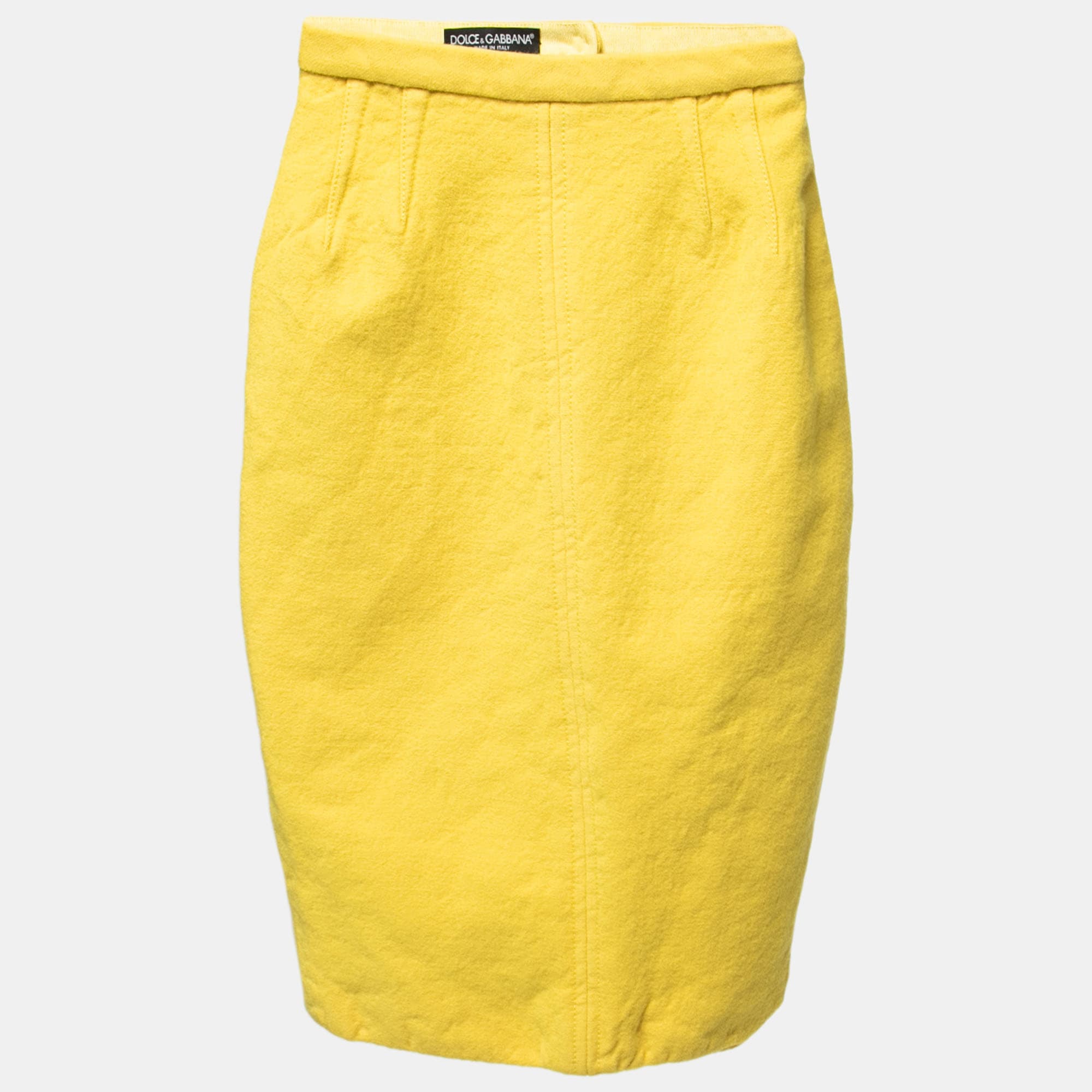 Dolce & Gabbana Yellow Wool Pencil Skirt S