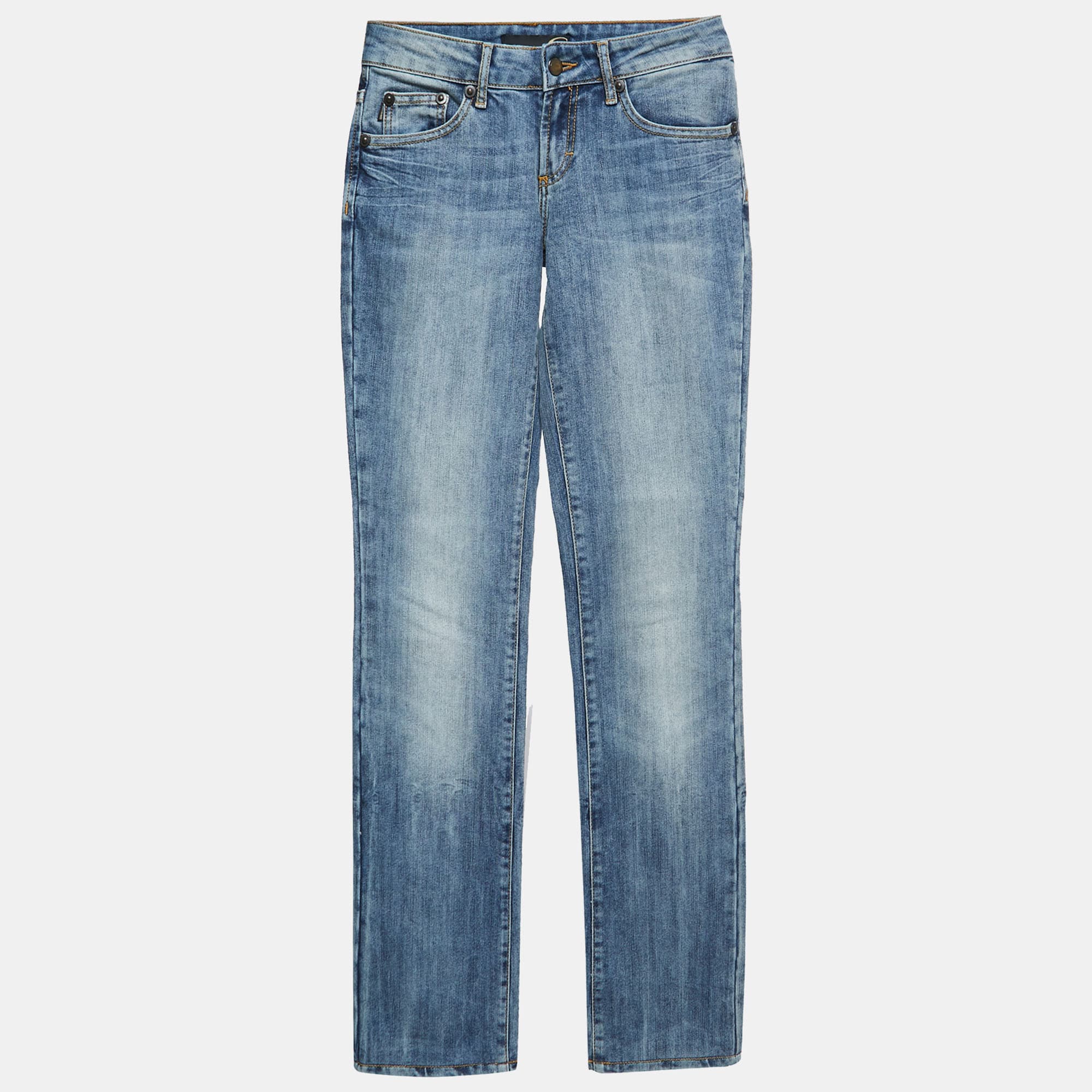 Just Cavalli Light Blue Denim Straight Leg Jeans M Waist 28"
