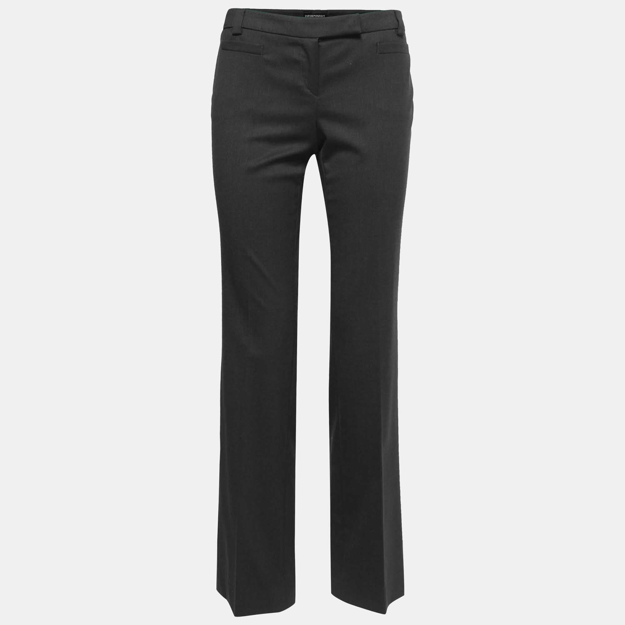Emporio Armani Charcoal Grey Wool Tailored Trousers M