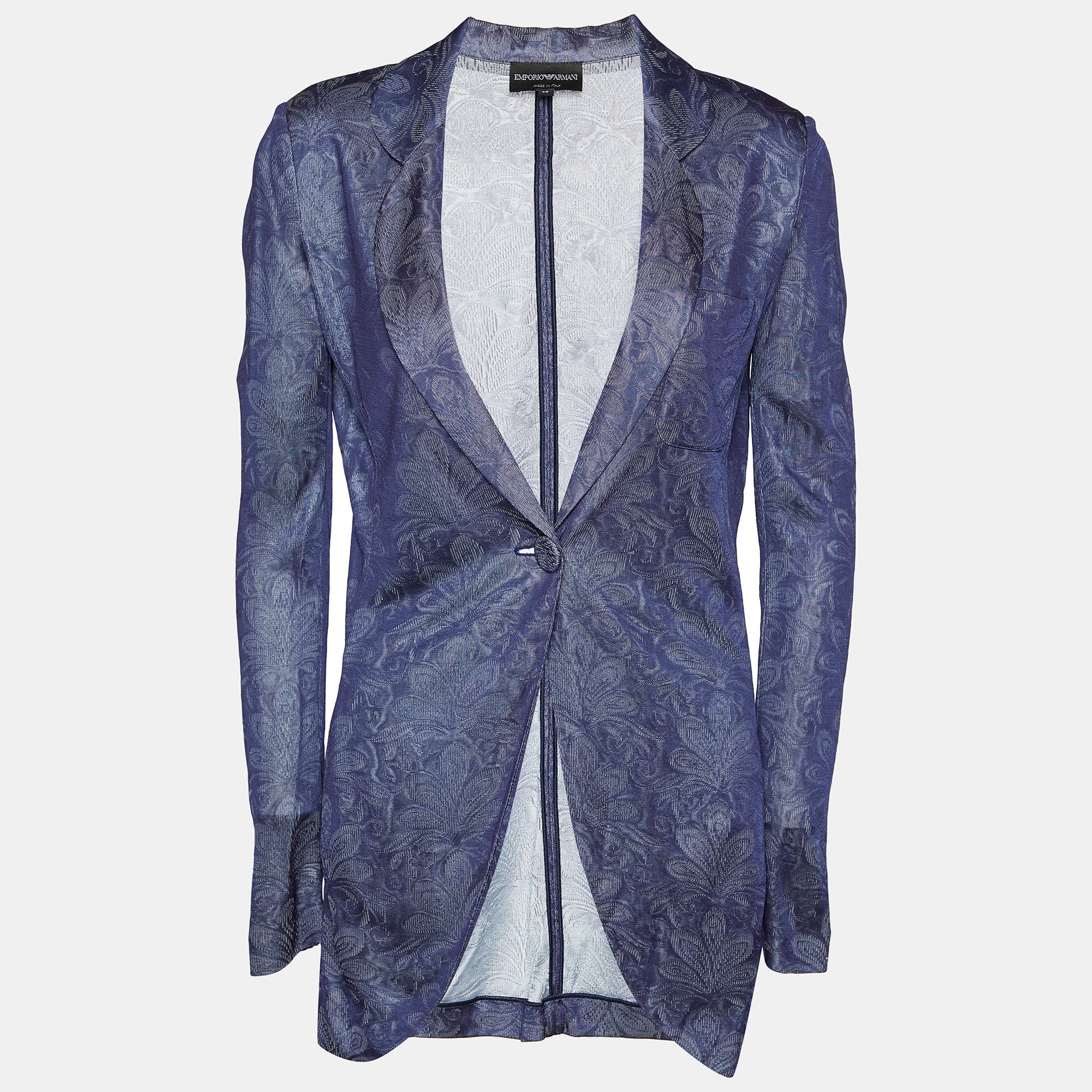 Emporio Armani Navy Blue Perforated Knit Blazer S