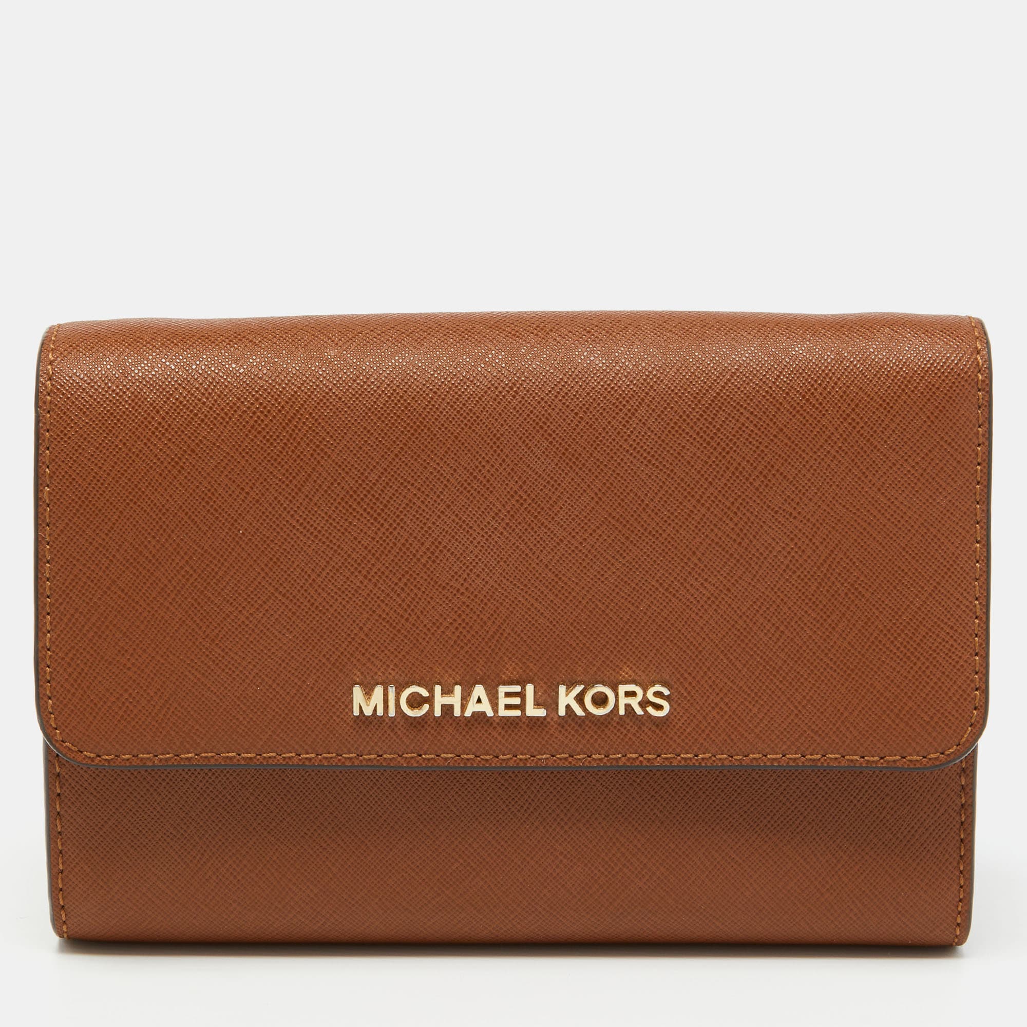 Michael Kors Brown Leather Flap Wallet