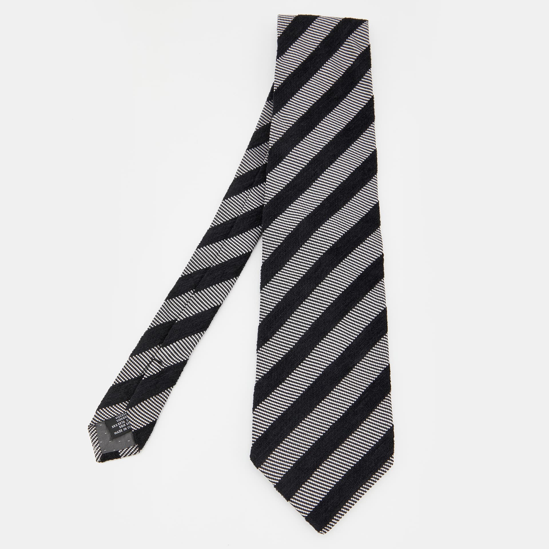 Gianfranco Ferre Grey & Black Diagonal Striped Jacquard Tie