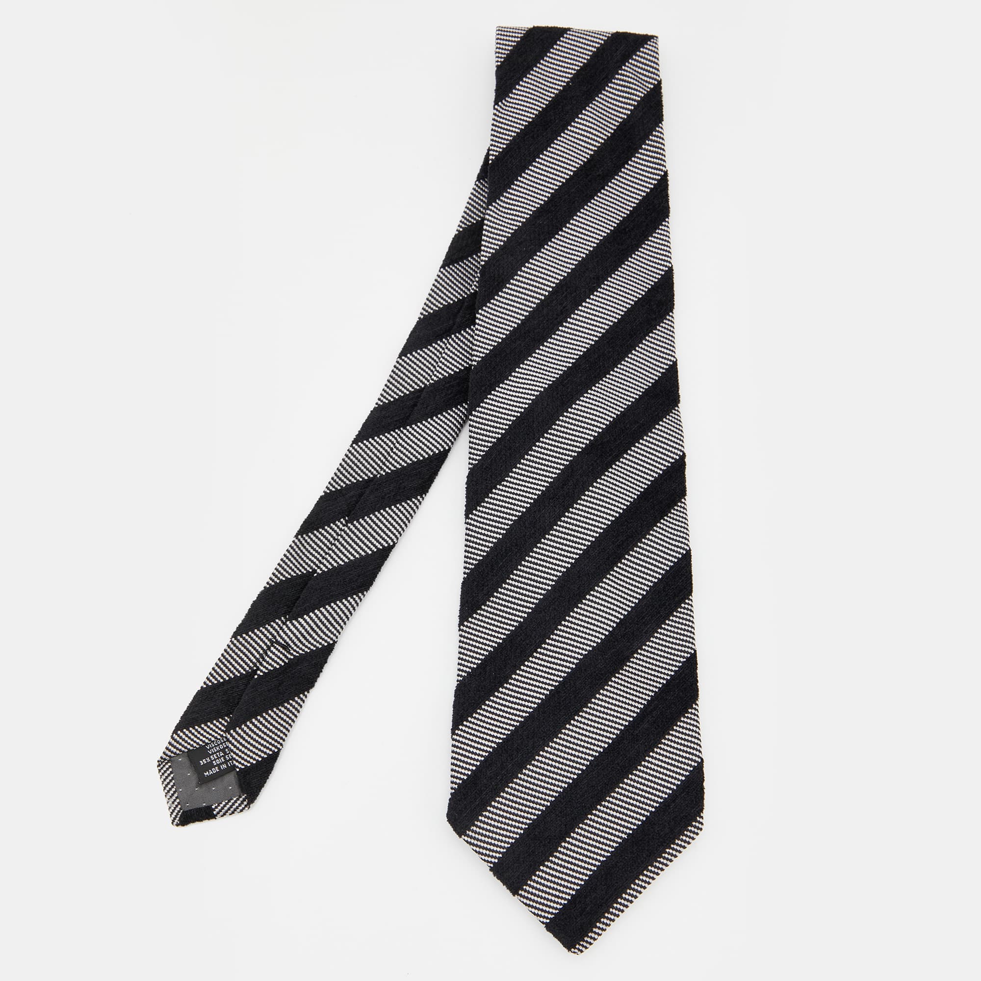 Gianfranco Ferre Grey & Black Diagonal Striped Jacquard Tie