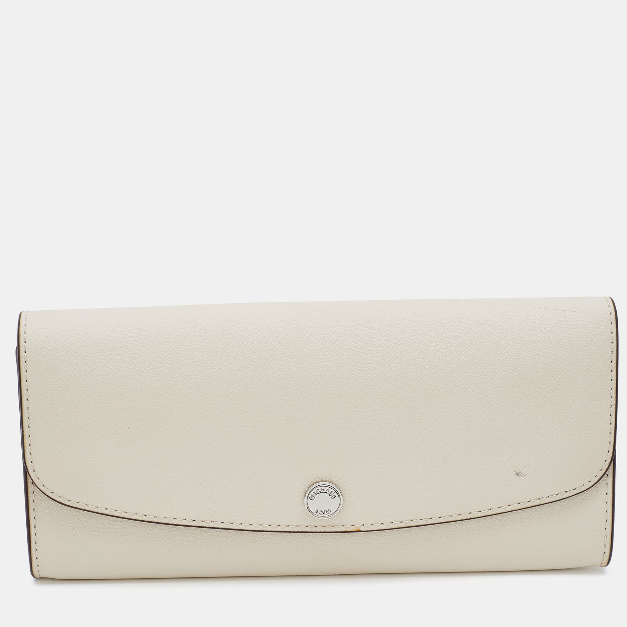 Michael Kors Off White Leather Flap Continental Wallet