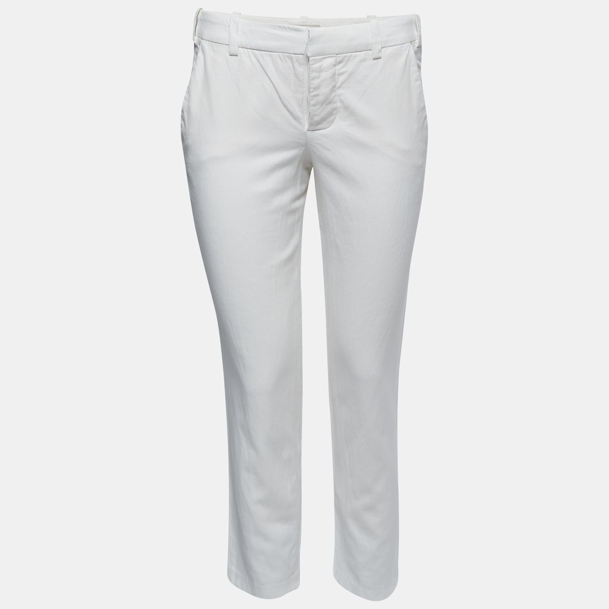 Zadig & Voltaire White Cotton Blend Trousers S