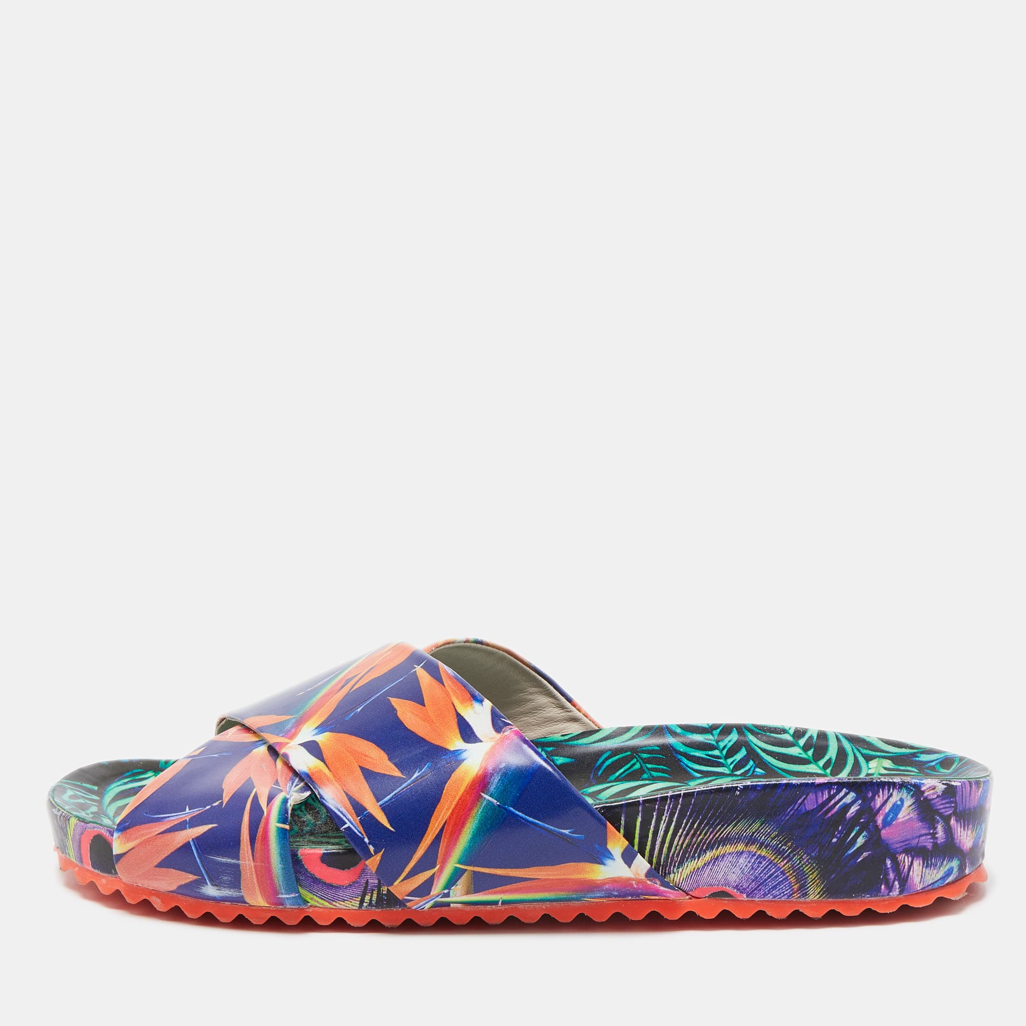 Sophia Webster Multicolor Printed Leather Slides Size 40.5