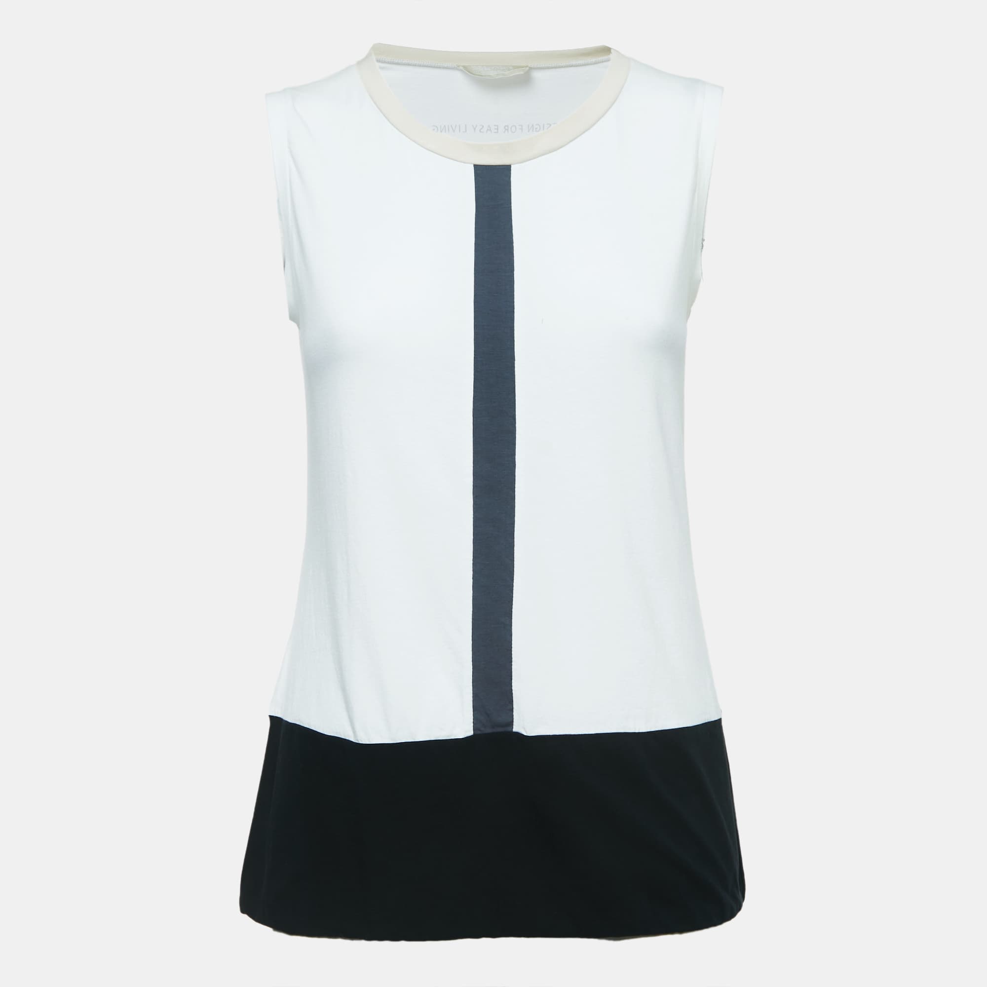 S'Max Mara White Cotton Knit Sleeveless Top M