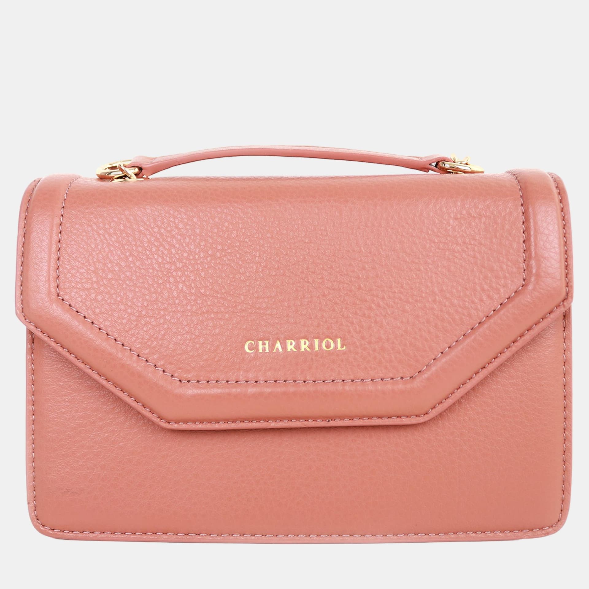 Charriol Twilight Light Brown Leather Top Handle Bag