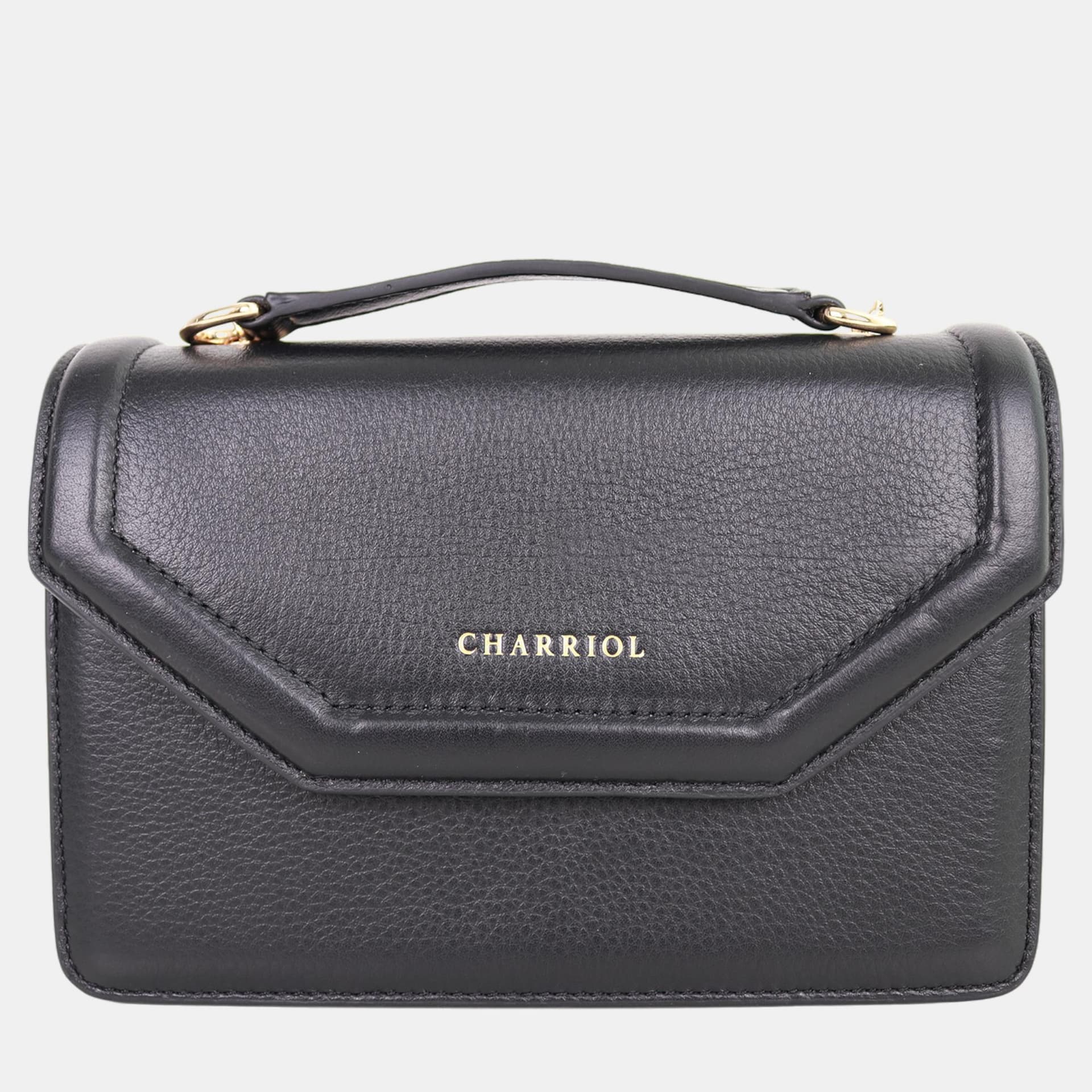 Charriol Twilight Black Leather Top Handle Bag