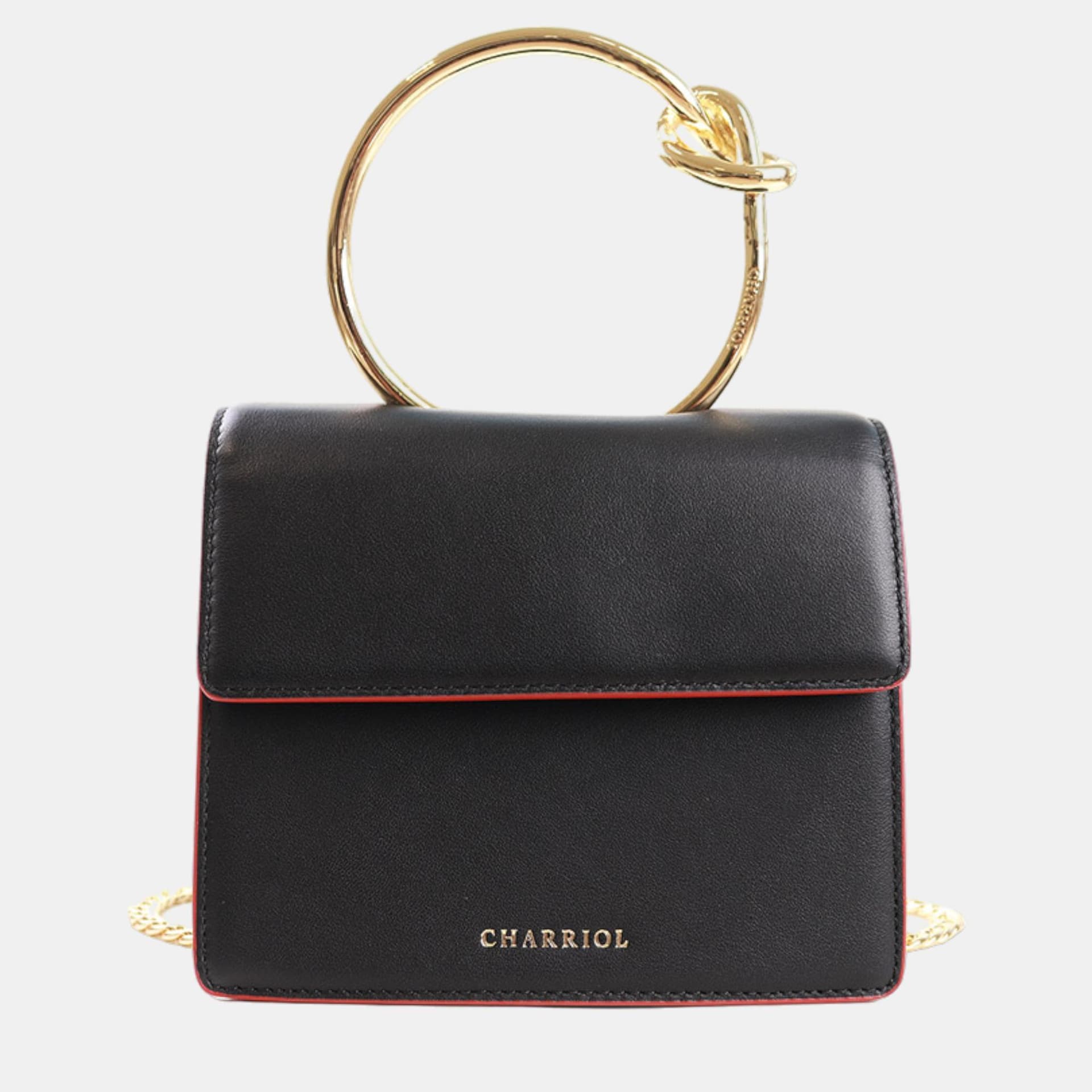 Charriol Zenitude Small Black Leather Top Handle Bag