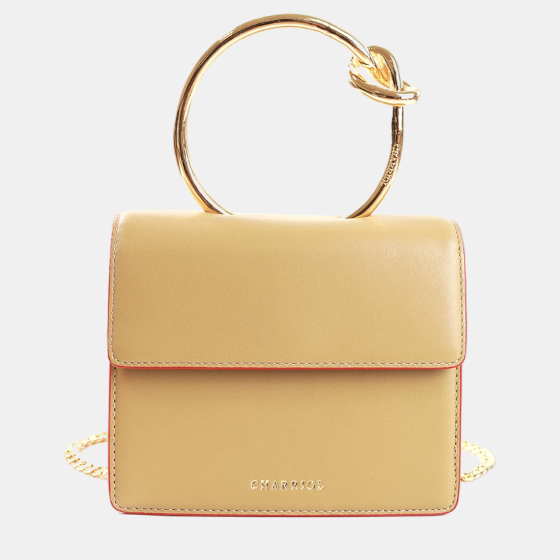Charriol Zenitude Small Yellow Calfskin Leather Top Handle Bag
