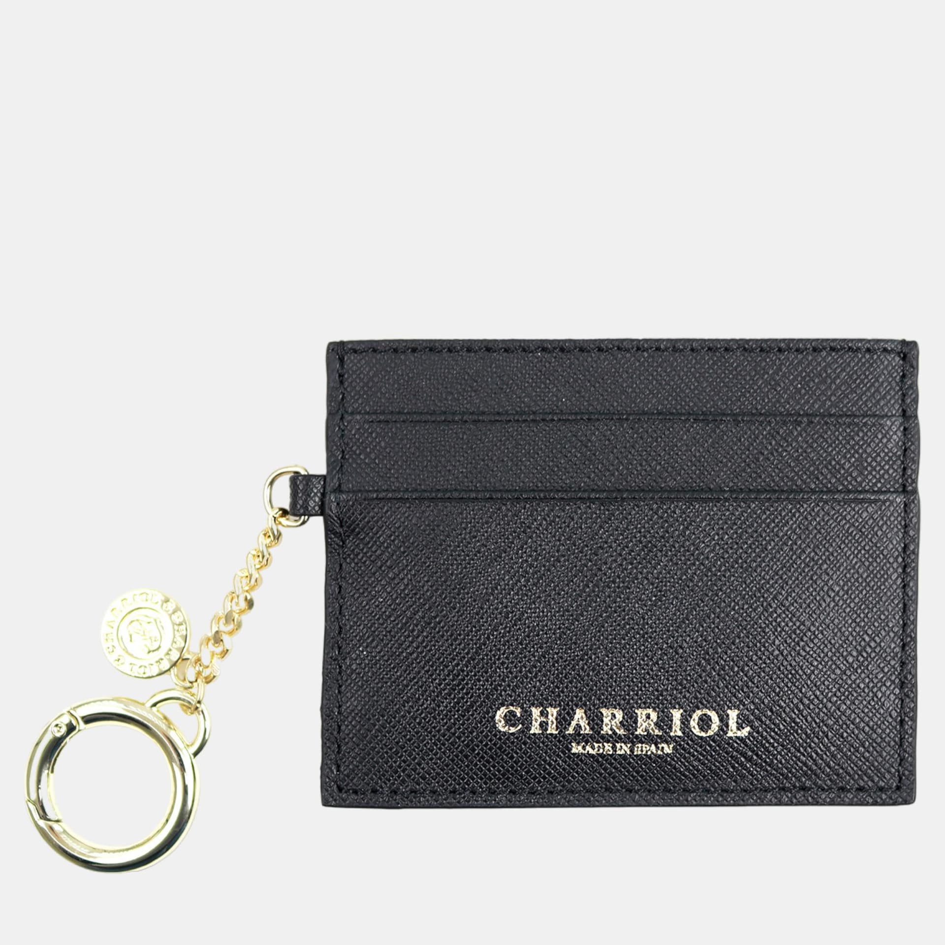 Charriol Saffiano Regular Black Leather Card Holder
