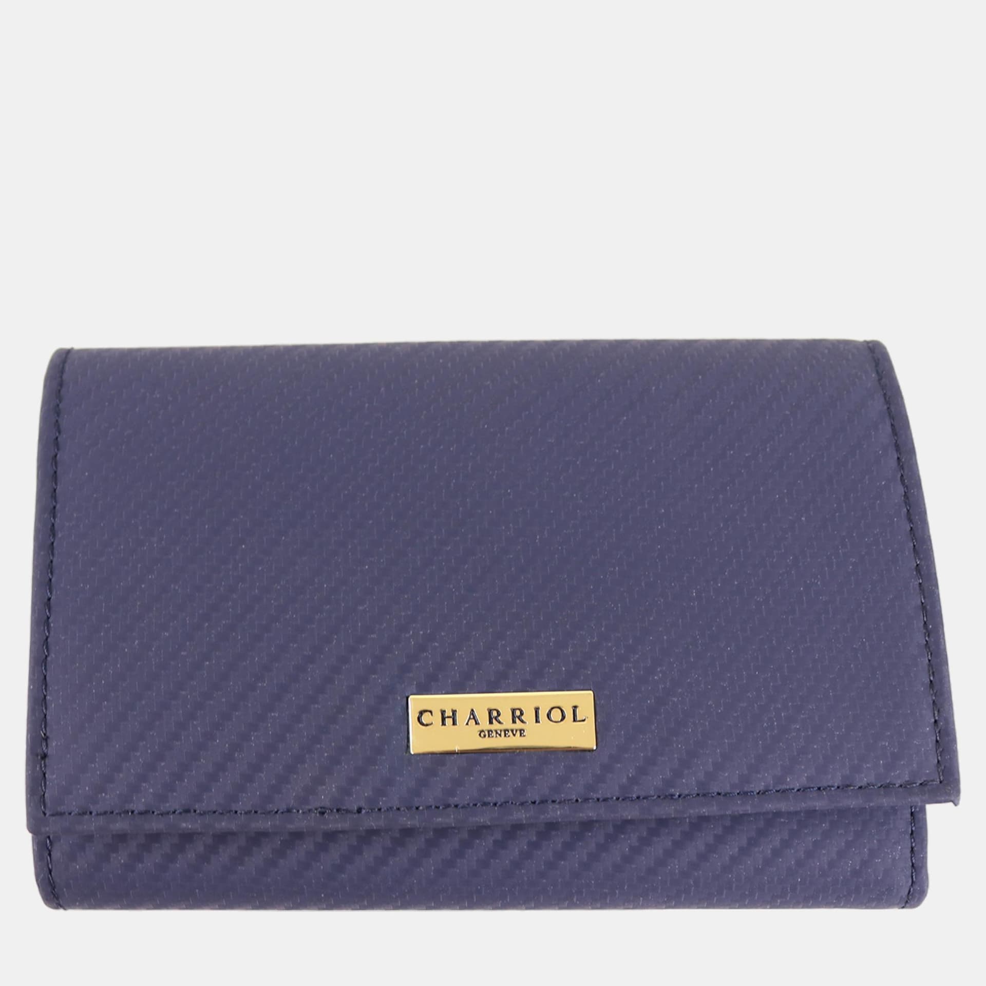 Charriol Carbon Blue Leather Continental Wallet Bag