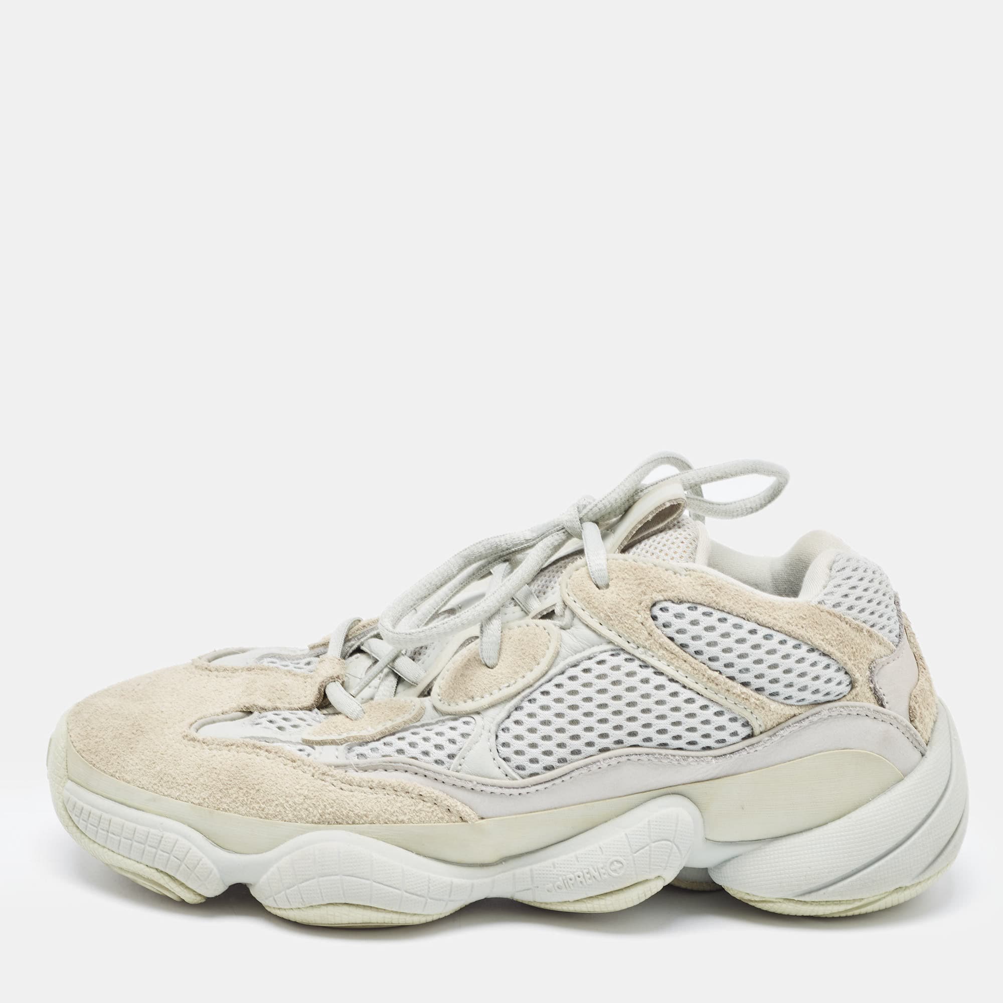 Yeezy x Adidas Yeezy 500 Size 38 Green Leather, Mesh and Suede Low Top Sneakers