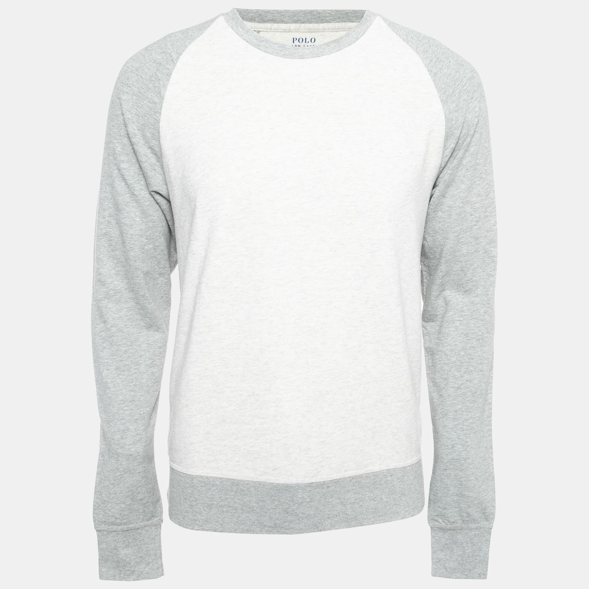 Polo Ralph Lauren Light Grey Cotton Crew Neck Long Sleeve T-Shirt M