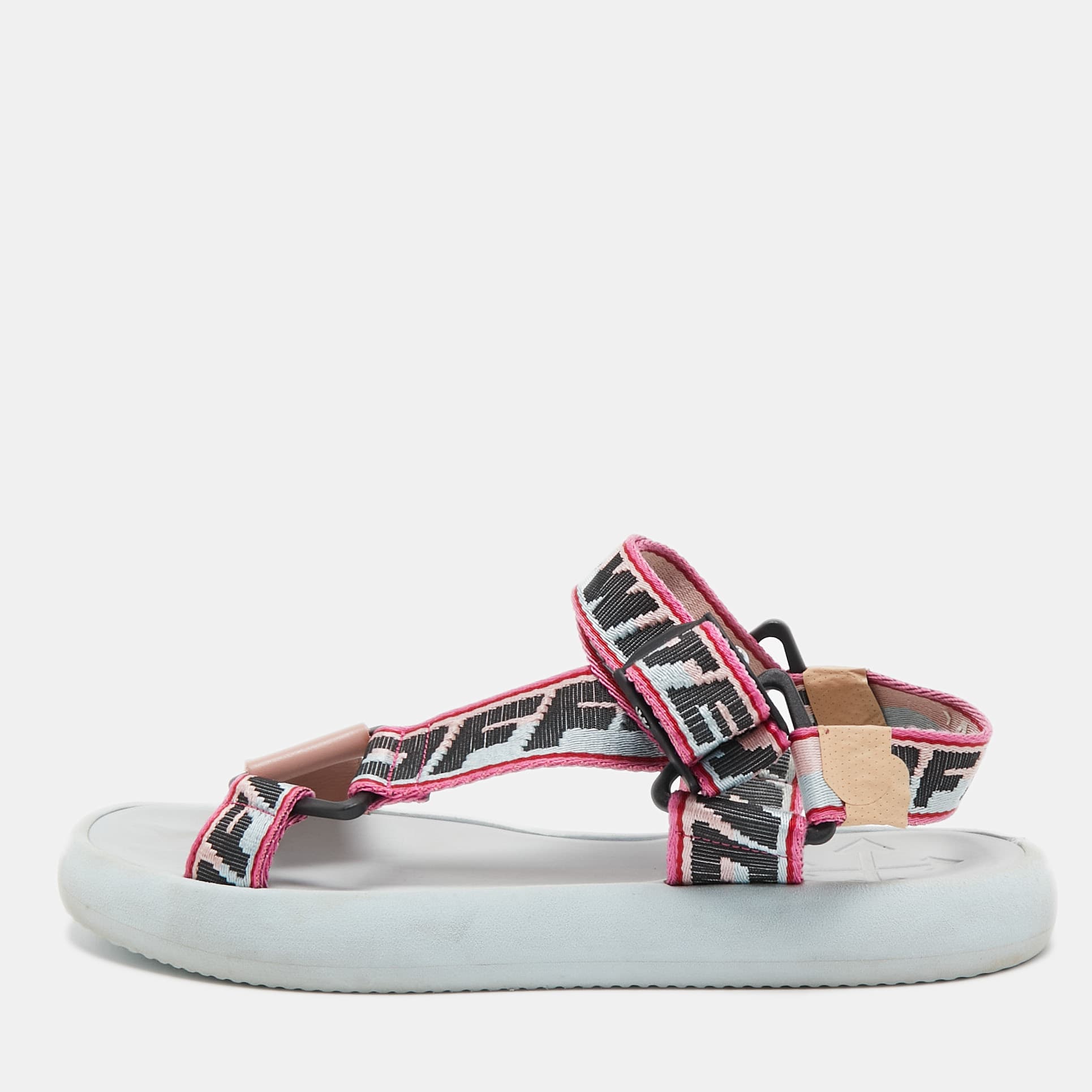 Off-White Multicolor Canvas Preloved Track Logo Slingback Sandals Size  41
