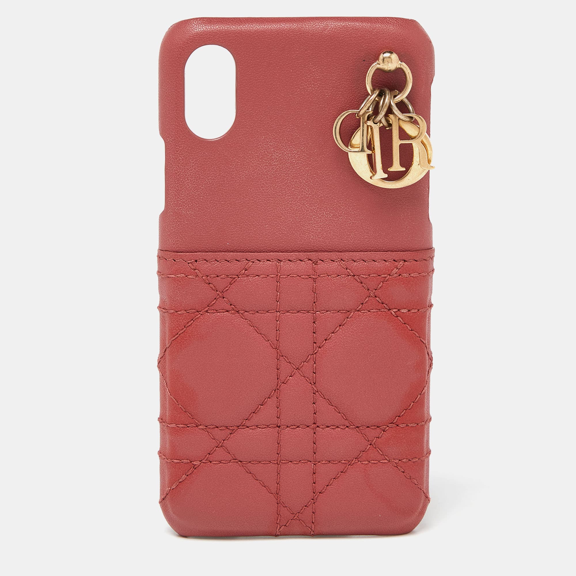 Dior Old Rose Cannage Leather Lady Dior iPhone X/XS Case