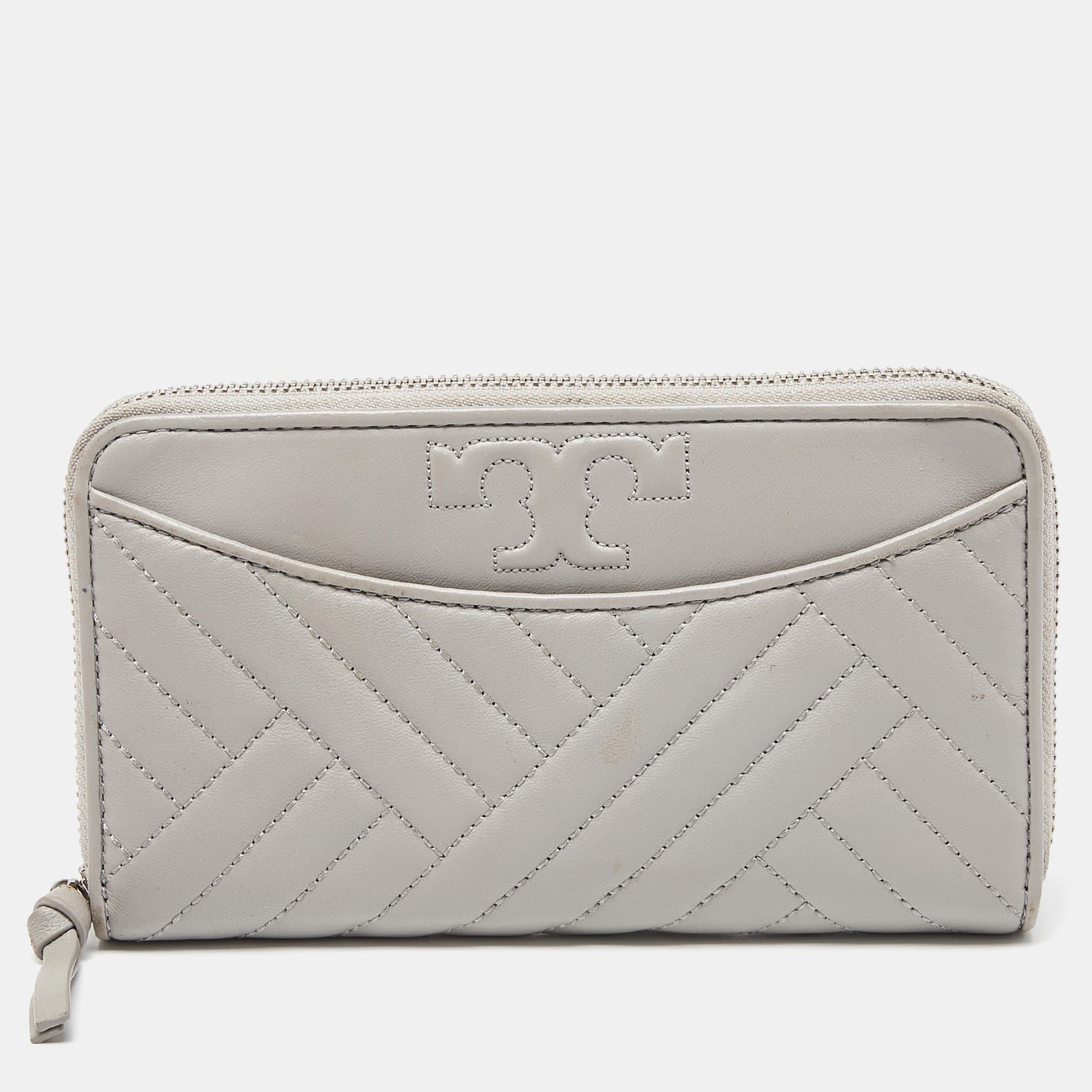 Tory Burch Grey Leather Alexa Continental Wallet