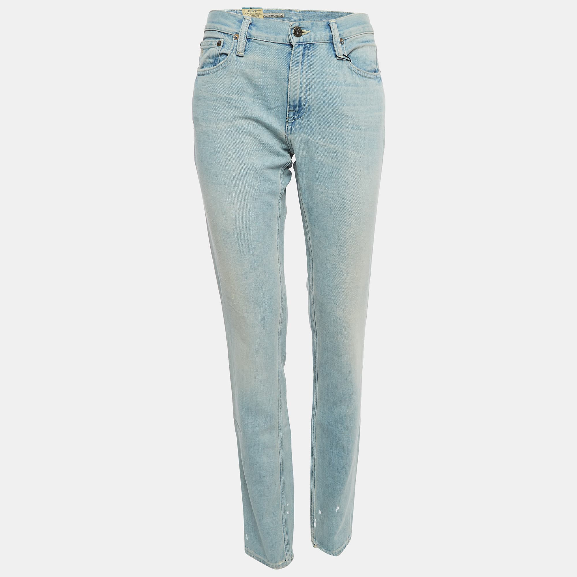 Ralph Lauren Blue Washed & Distressed Stacked Skinny Jeans M Waist 29"