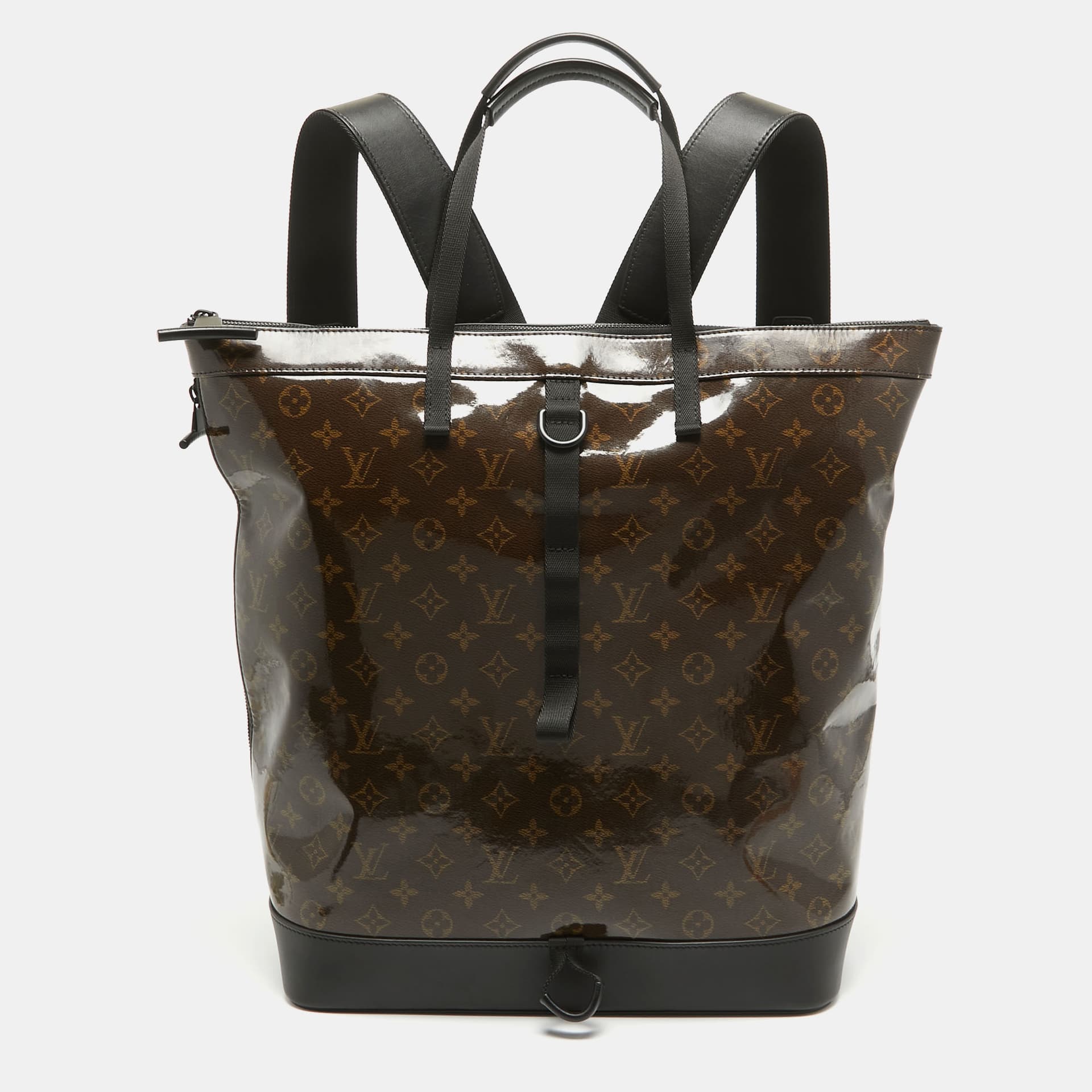 Louis Vuitton Brown Coated Canvas, Fabric and Leather Tote Bag