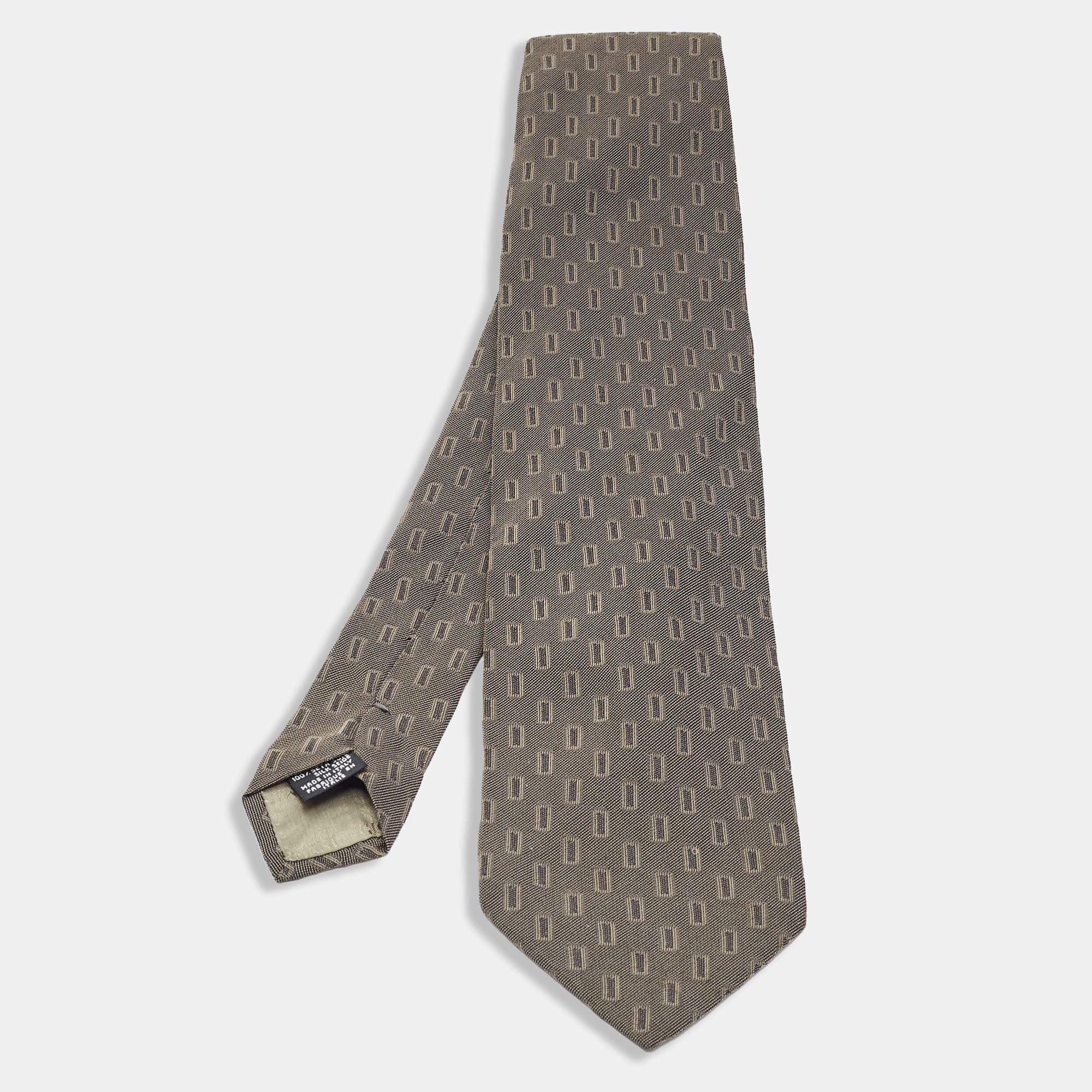 Giorgio Armani Vintage Grey Patterned Silk Tie
