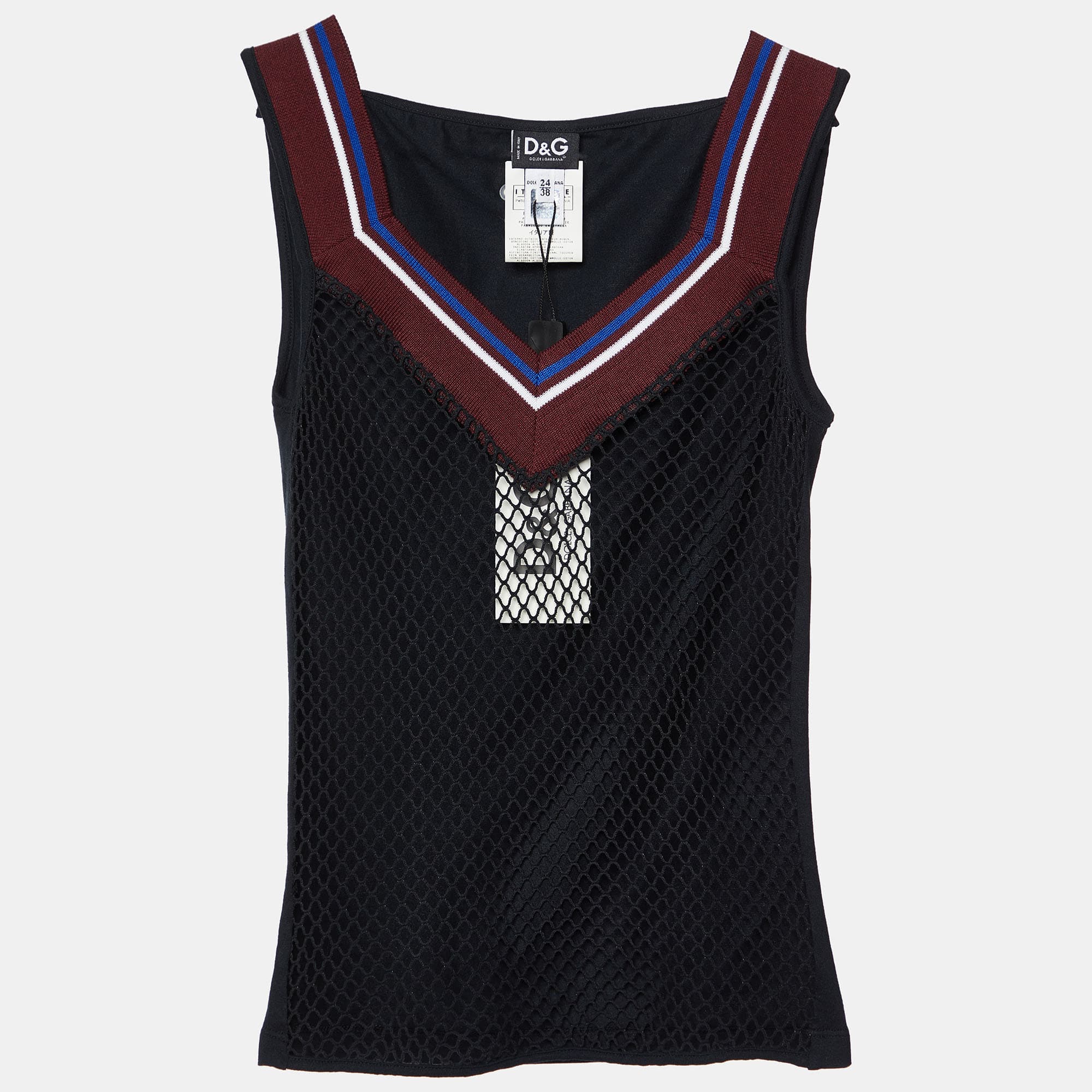 D&G Navy Blue Cotton Knit Sleeveless Top S