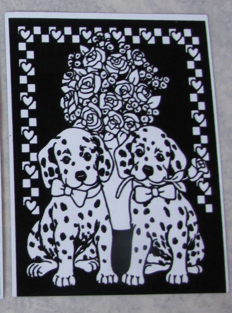 Ny sammetstavla färglägg sammets tavla barn målar pyssel hundar rosor hjärtan