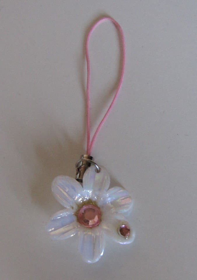 Mobilsmycke vit blomma rosa stenar mobil hänge smycke elegant sött present tjej