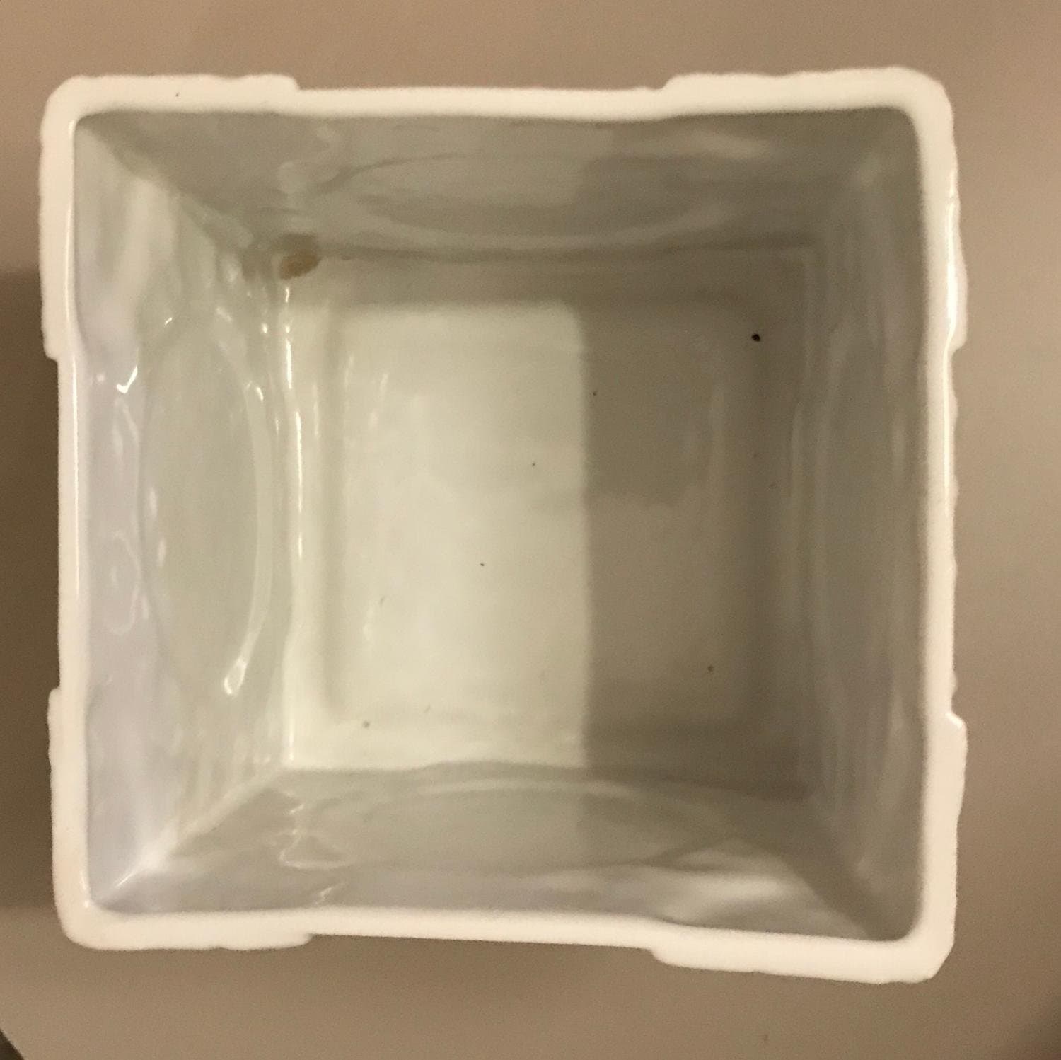 Fyrkantig Blomkruka vit keramik